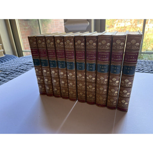 1835 Boswell Life of Johnson Complete 10 Vols Bound by Zaehnsdorf Fine Calf Set - Humphrey's Book Den
