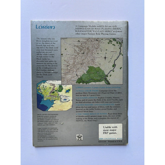 D&D Lorien & the Halls of the Elven Smiths ICE 3200 1986 MERP Module Complete - Humphrey's Book Den