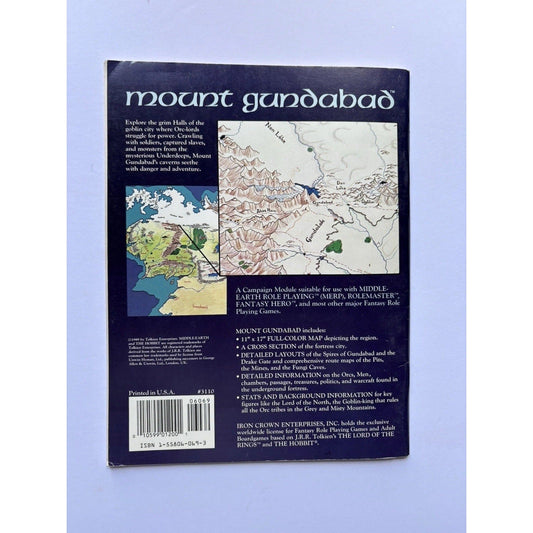 D&D Mount Gundabad ICE 3110 1989 MERP Tolkien RPG Module Complete Color Maps - Humphrey's Book Den