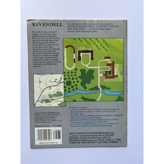 D&D Rivendell House of Elrond ICE 8080 1987 MERP Tolkien Module Complete Maps - Humphrey's Book Den
