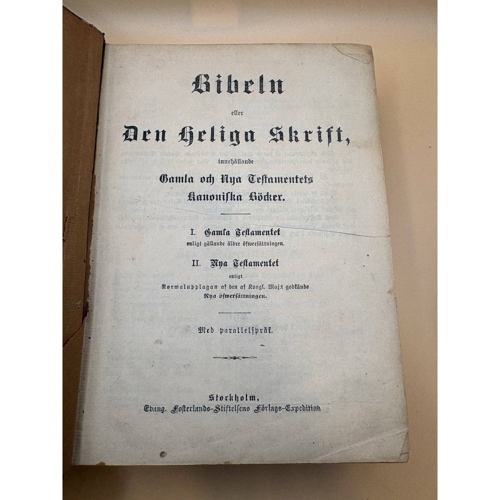 1862 Swedish Bible - Old Gamla & (New) Nya Testamentet Antique Kanoniska Böcker - Humphrey's Book Den