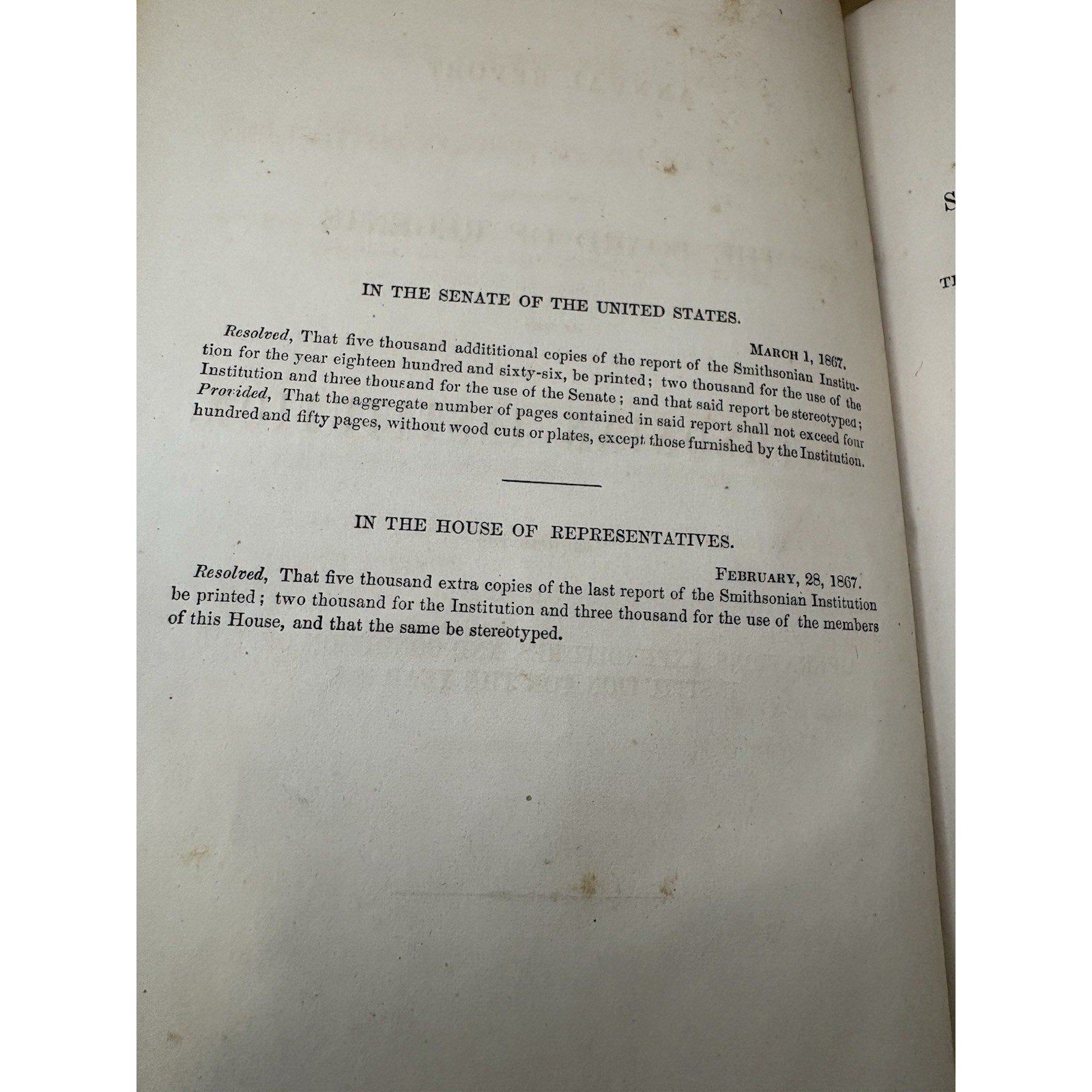 1867 Smithsonian Annual Report Board of Regents Antique GPO 19th C - Humphrey's Book Den