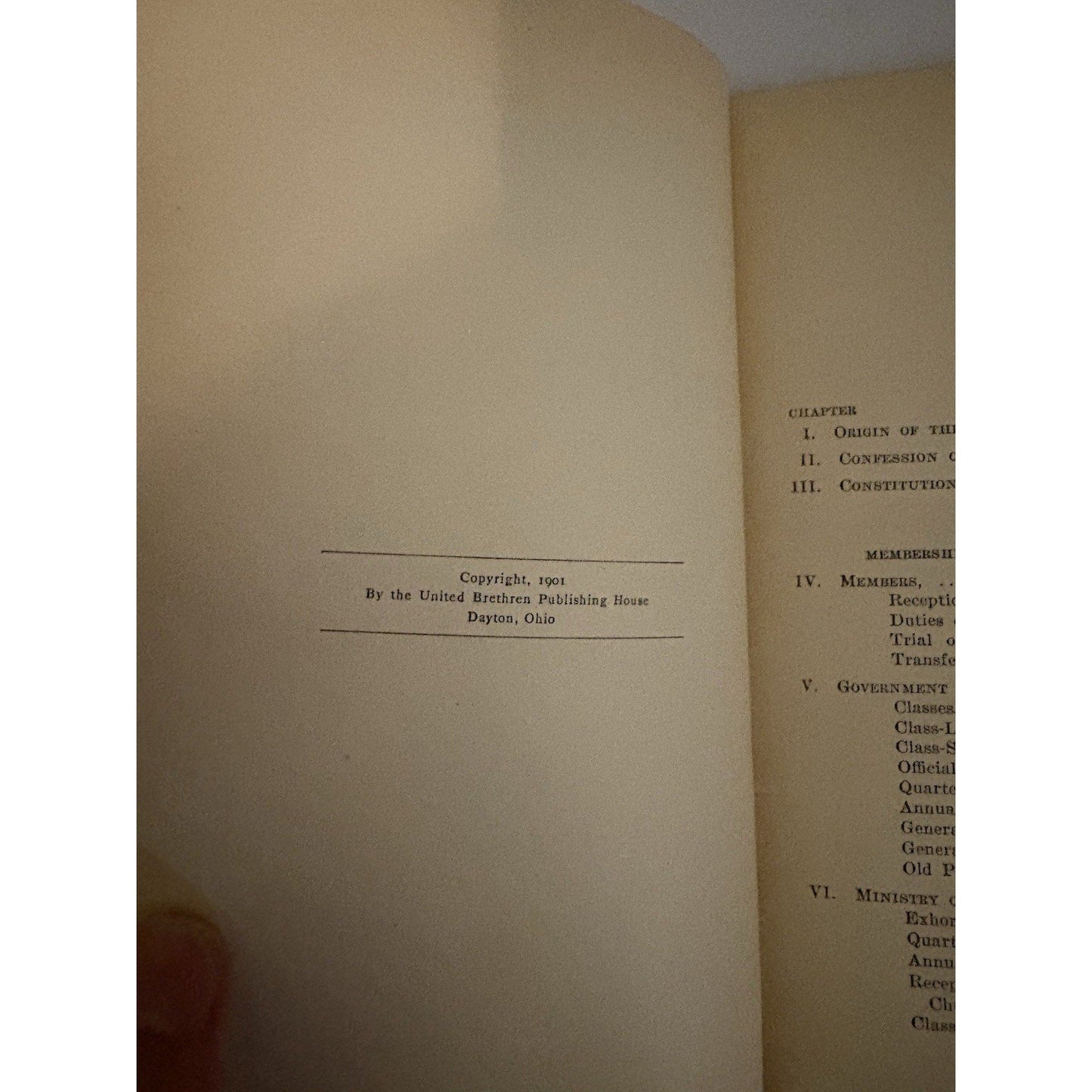 1901 United Brethren in Christ Discipline Book — Doctrine & Constitution - Humphrey's Book Den