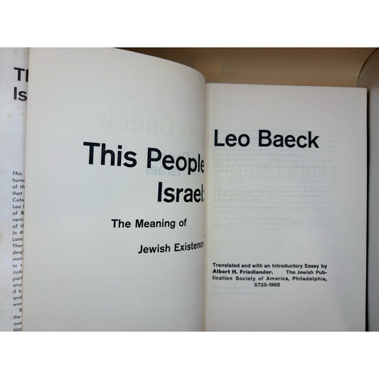 1964 HC This People Israel: the Meaning of Jewish Existence by Leo Baeck - Humphrey's Book Den