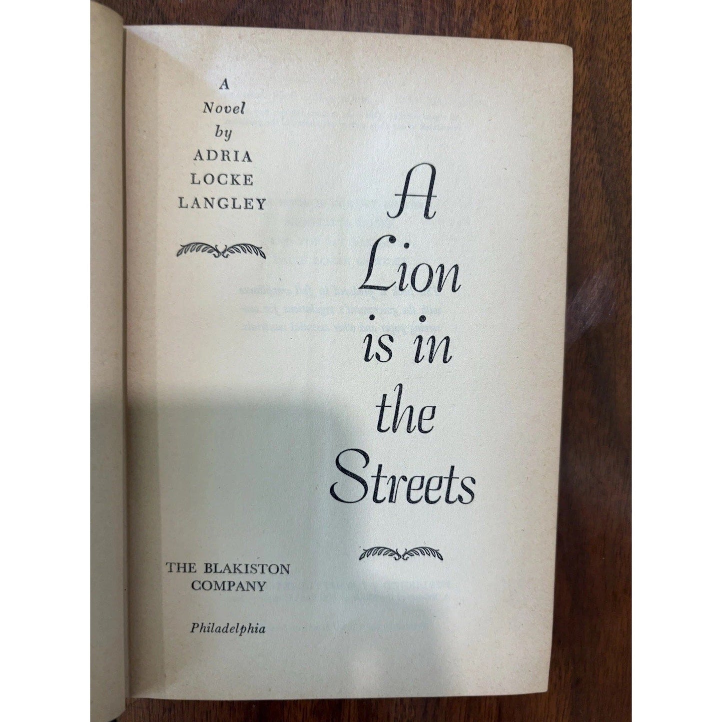 A LION IS IN THE STREETS by Adria Locke Langley Hardcover Historical Fiction - Humphrey's Book Den