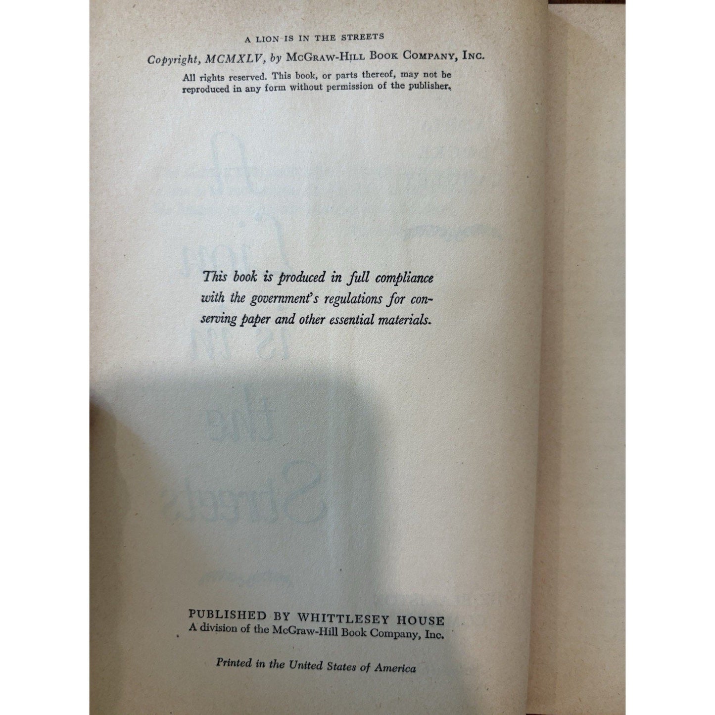 A LION IS IN THE STREETS by Adria Locke Langley Hardcover Historical Fiction - Humphrey's Book Den