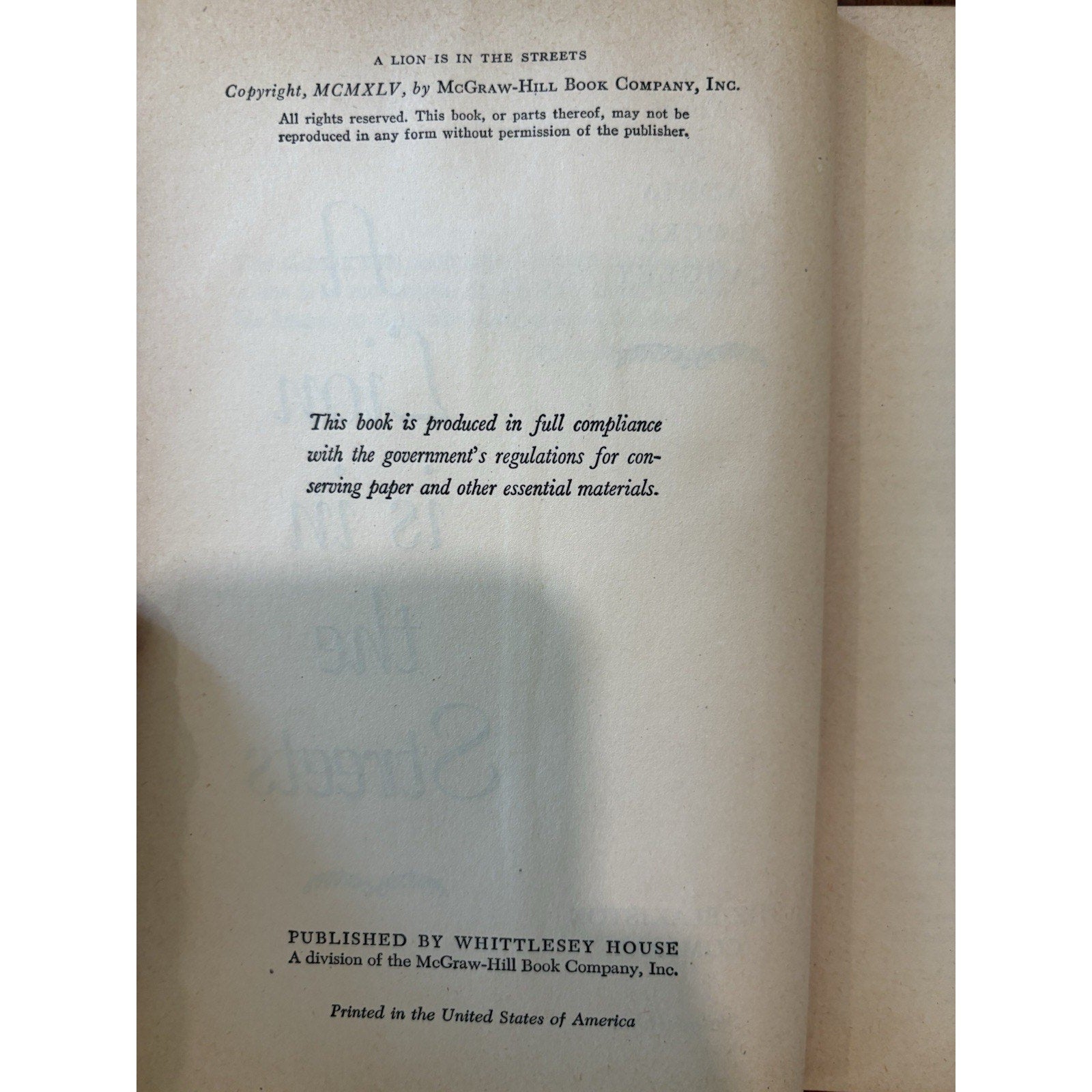 A LION IS IN THE STREETS by Adria Locke Langley Hardcover Historical Fiction - Humphrey's Book Den
