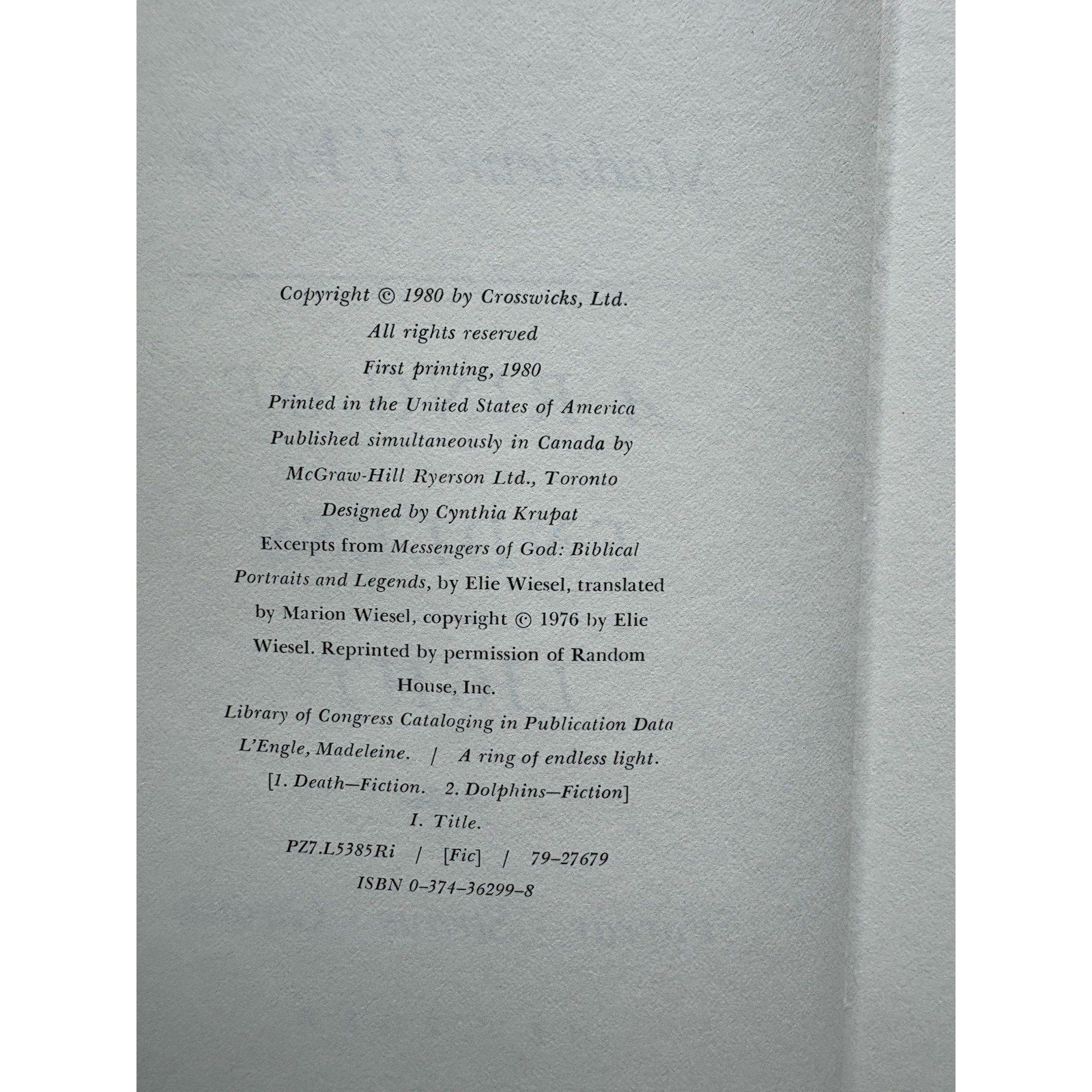 A Ring of Endless Light Madeleine L’Engle 1980 First Edition First Printing FSG - Humphrey's Book Den