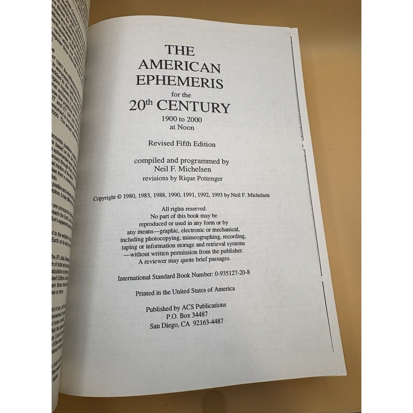 American Ephemeris 20th & 21st Century Set Neil Michelsen Astrology Books - Humphrey's Book Den