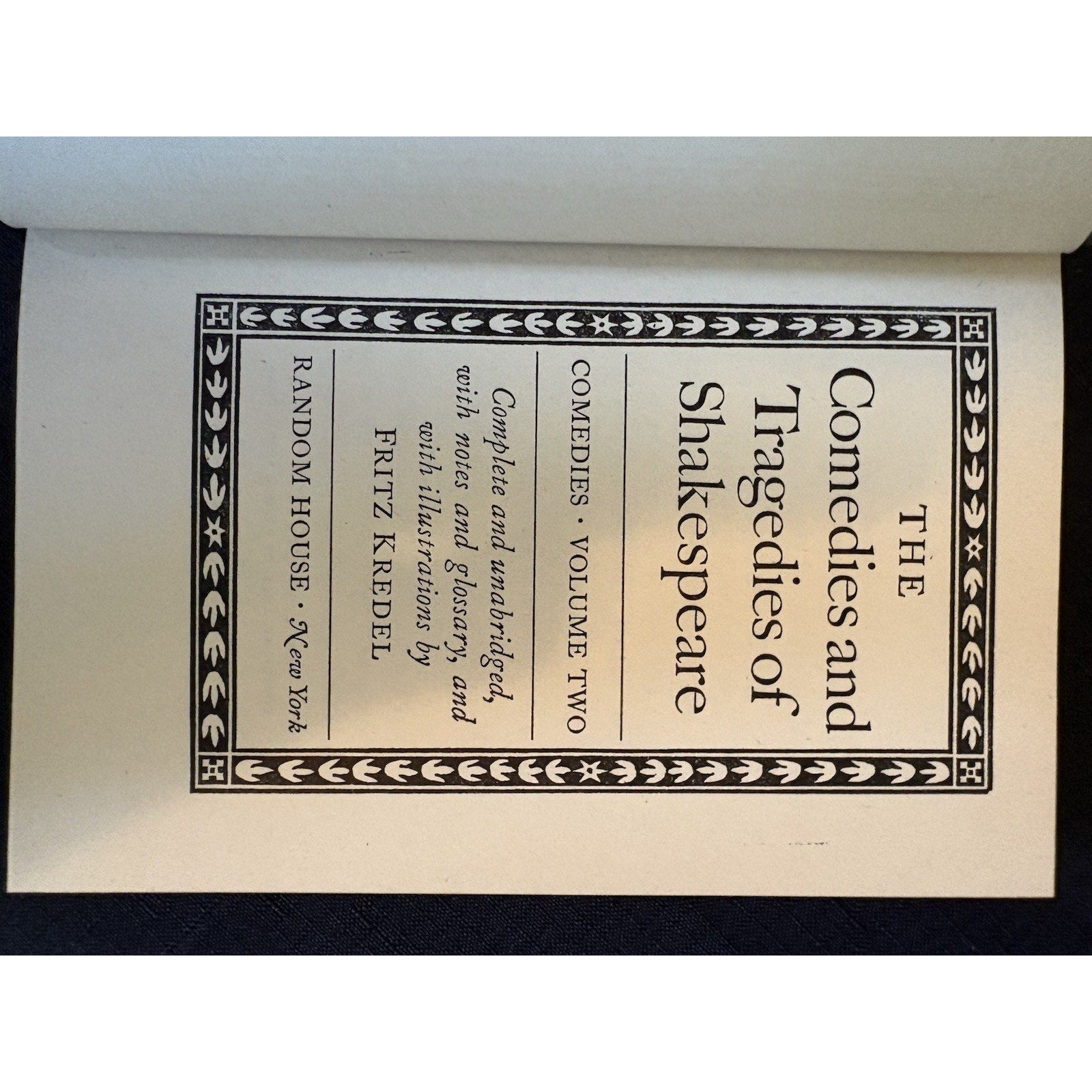 Comedies of William Shakespeare Vol 2 – Random House 1944 Vintage HC - Humphrey's Book Den