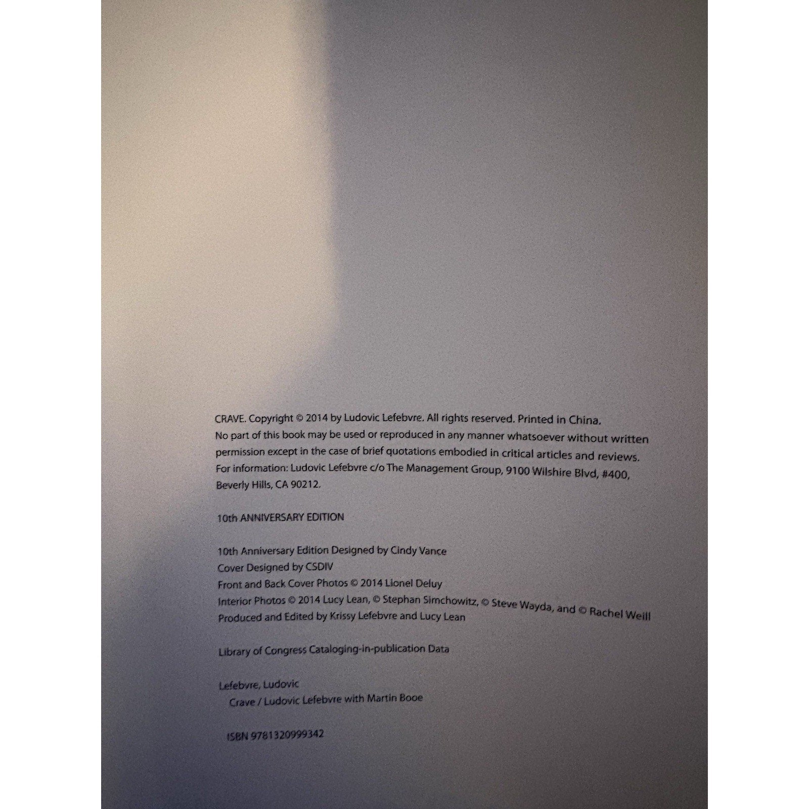 Crave Ludo Lefebvre Signed 10th Anniversary Edition Hardcover Cookbook - Humphrey's Book Den