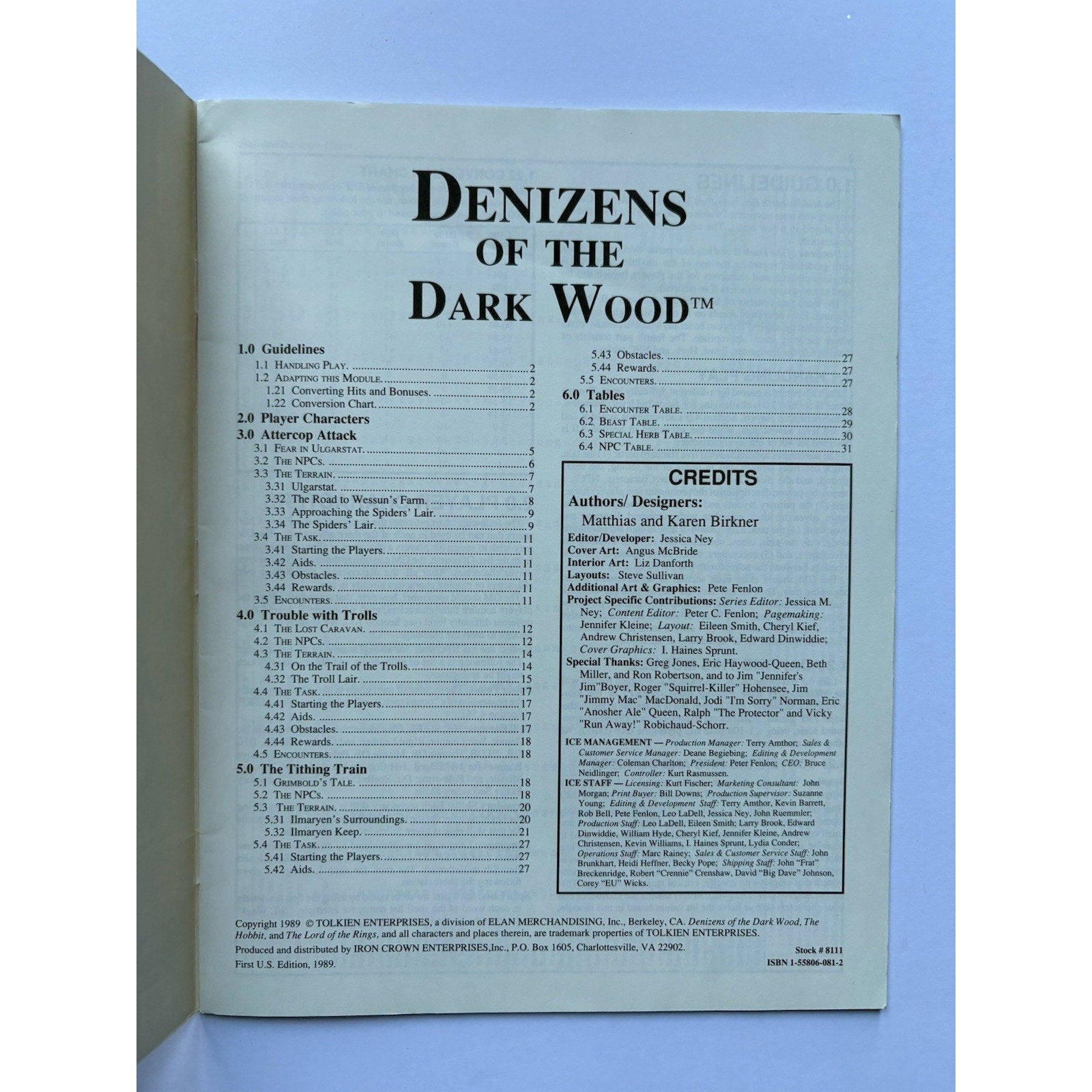 D&D Denizens of the Dark Wood ICE 8111 1989 MERP Tolkien RPG Module Complete - Humphrey's Book Den