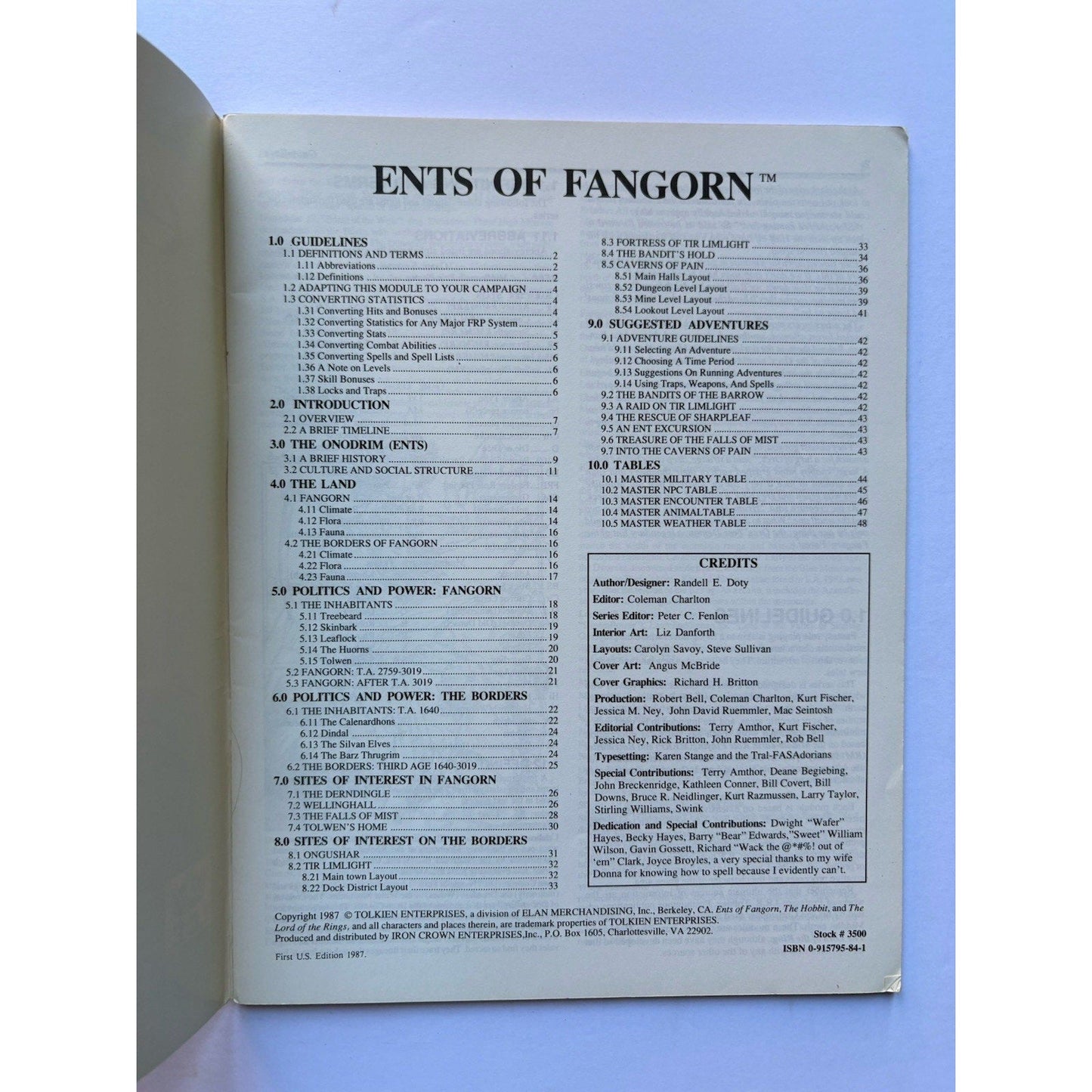 D&D Ents of Fangorn ICE 3500 1987 MERP RPG Module Complete Tolkien Treebeard - Humphrey's Book Den