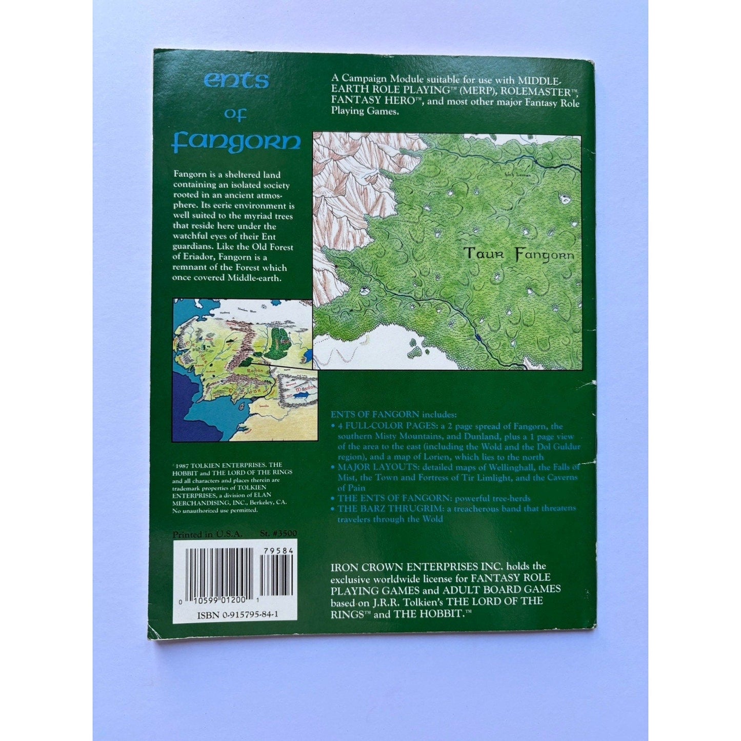 D&D Ents of Fangorn ICE 3500 1987 MERP RPG Module Complete Tolkien Treebeard - Humphrey's Book Den