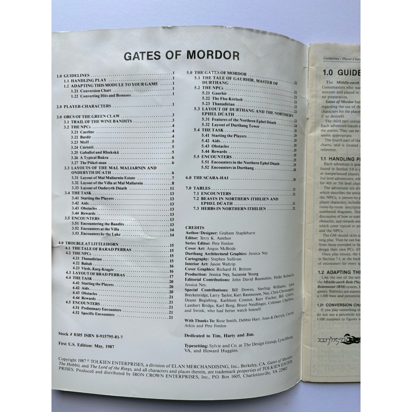 D&D Gates of Mordor ICE 8105 1987 MERP Tolkien RPG Module Complete Rolemaster - Humphrey's Book Den