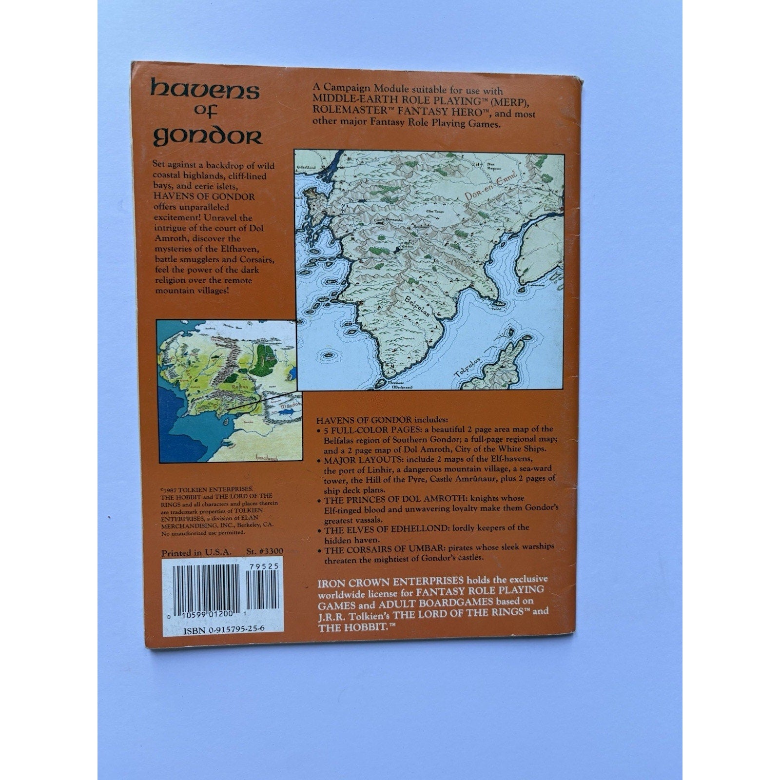 D&D Havens of Gondor ICE 3300 1987 MERP RPG Module Complete Tolkien Dol Amroth - Humphrey's Book Den