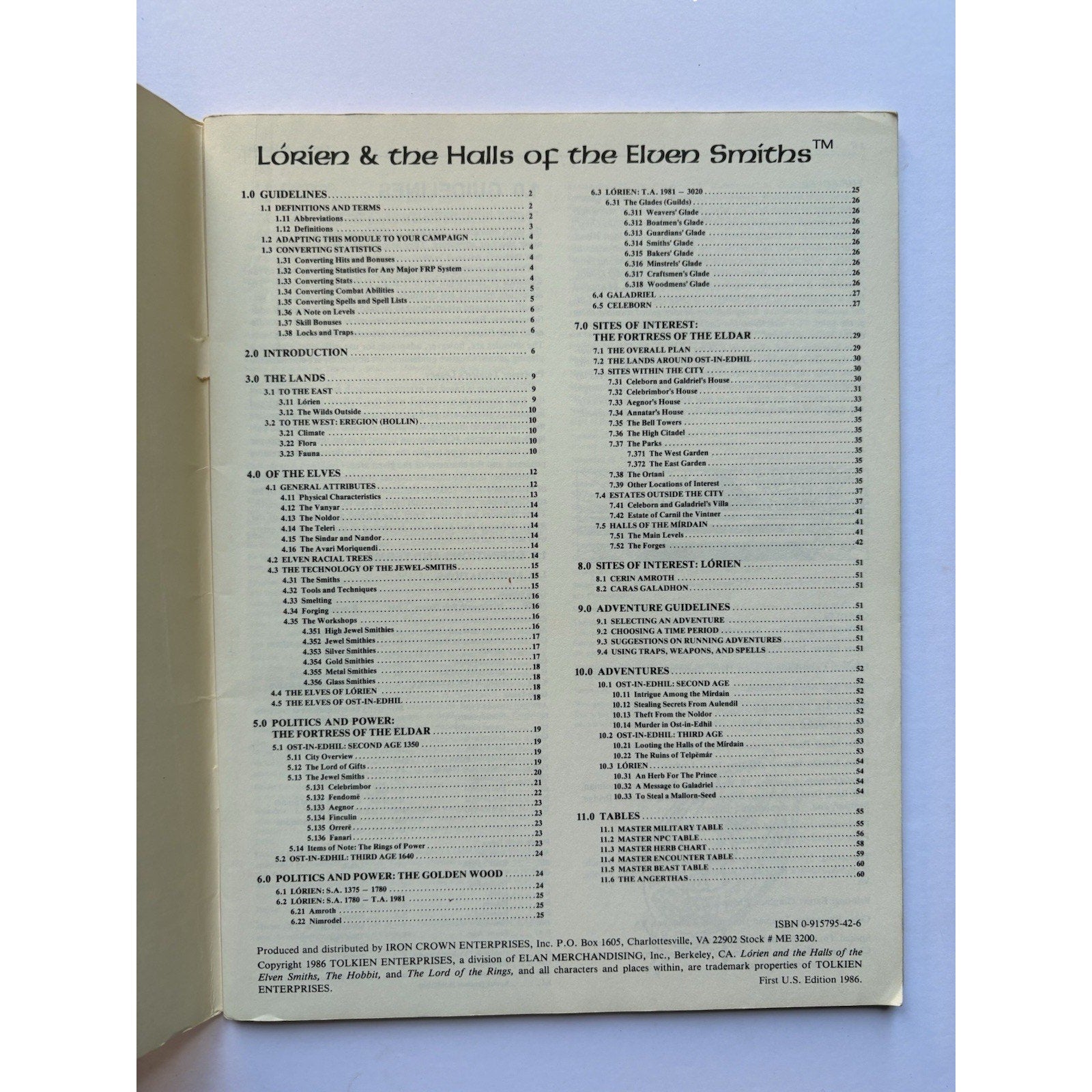 D&D Lorien & the Halls of the Elven Smiths ICE 3200 1986 MERP Module Complete - Humphrey's Book Den