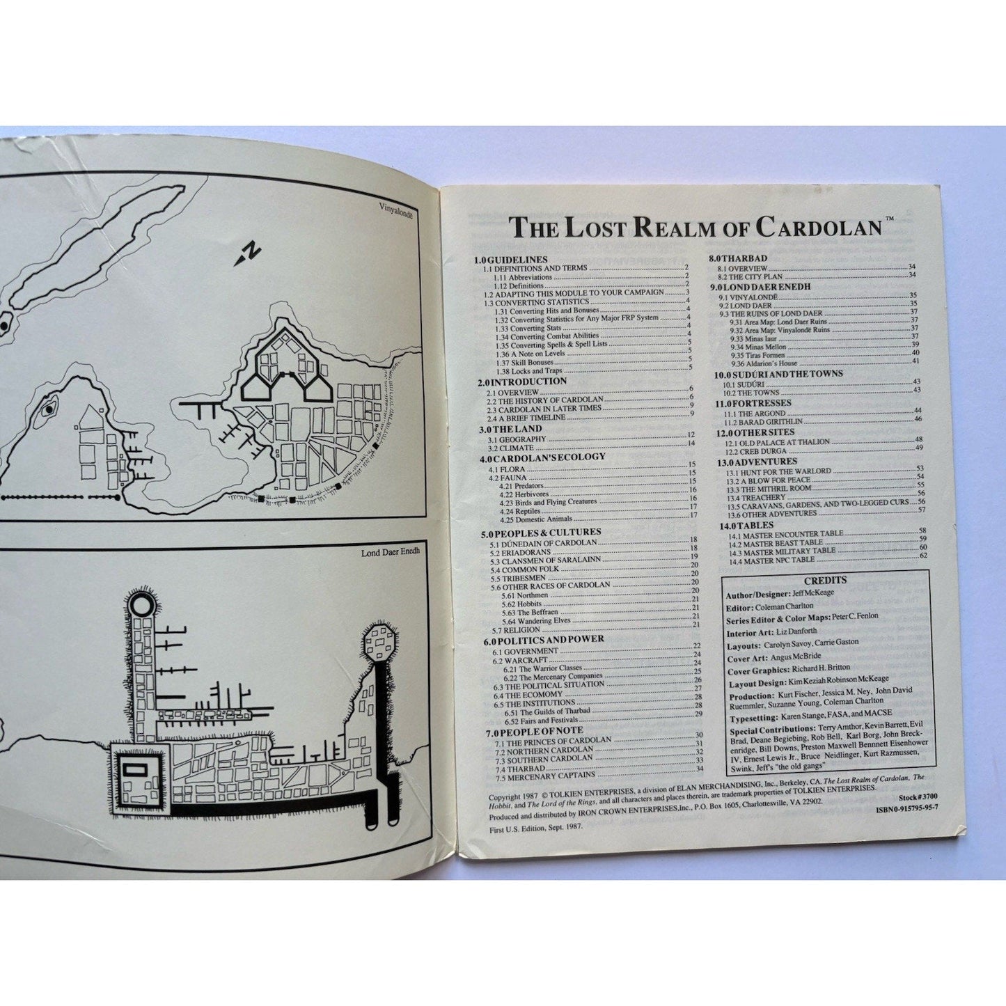 D&D Lost Realm of Cardolan ICE 3700 1987 MERP Tolkien RPG Module Complete Maps - Humphrey's Book Den