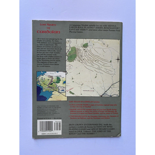 D&D Lost Realm of Cardolan ICE 3700 1987 MERP Tolkien RPG Module Complete Maps - Humphrey's Book Den