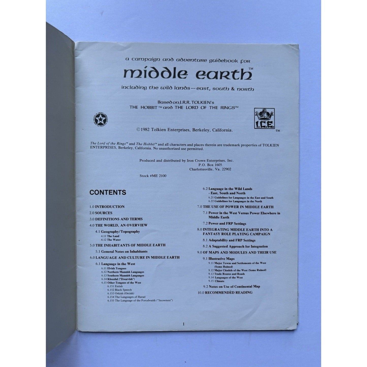 D&D Middle - earth Campaign Guide ICE 2100 1982 MERP RPG Complete w/ Map Tolkien - Humphrey's Book Den