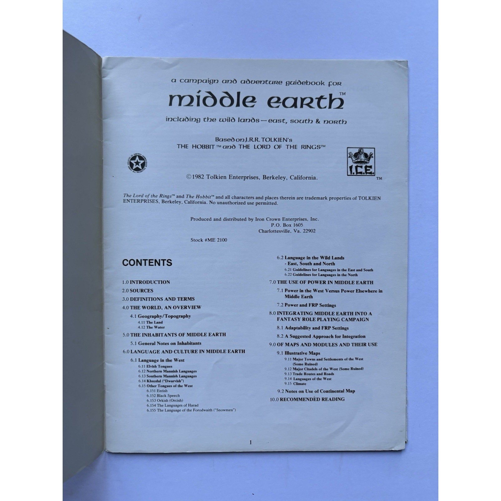 D&D Middle - earth Campaign Guide ICE 2100 1982 MERP RPG Complete w/ Map Tolkien - Humphrey's Book Den