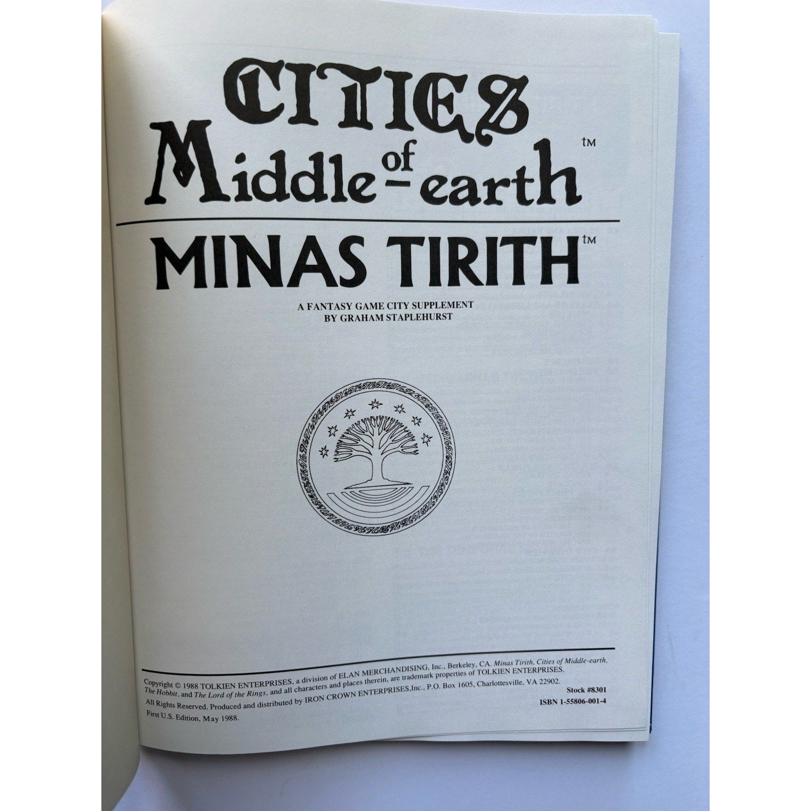 D&D Minas Tirith Cities of Middle - earth ICE 8301 1988 MERP Hardcover Complete - Humphrey's Book Den