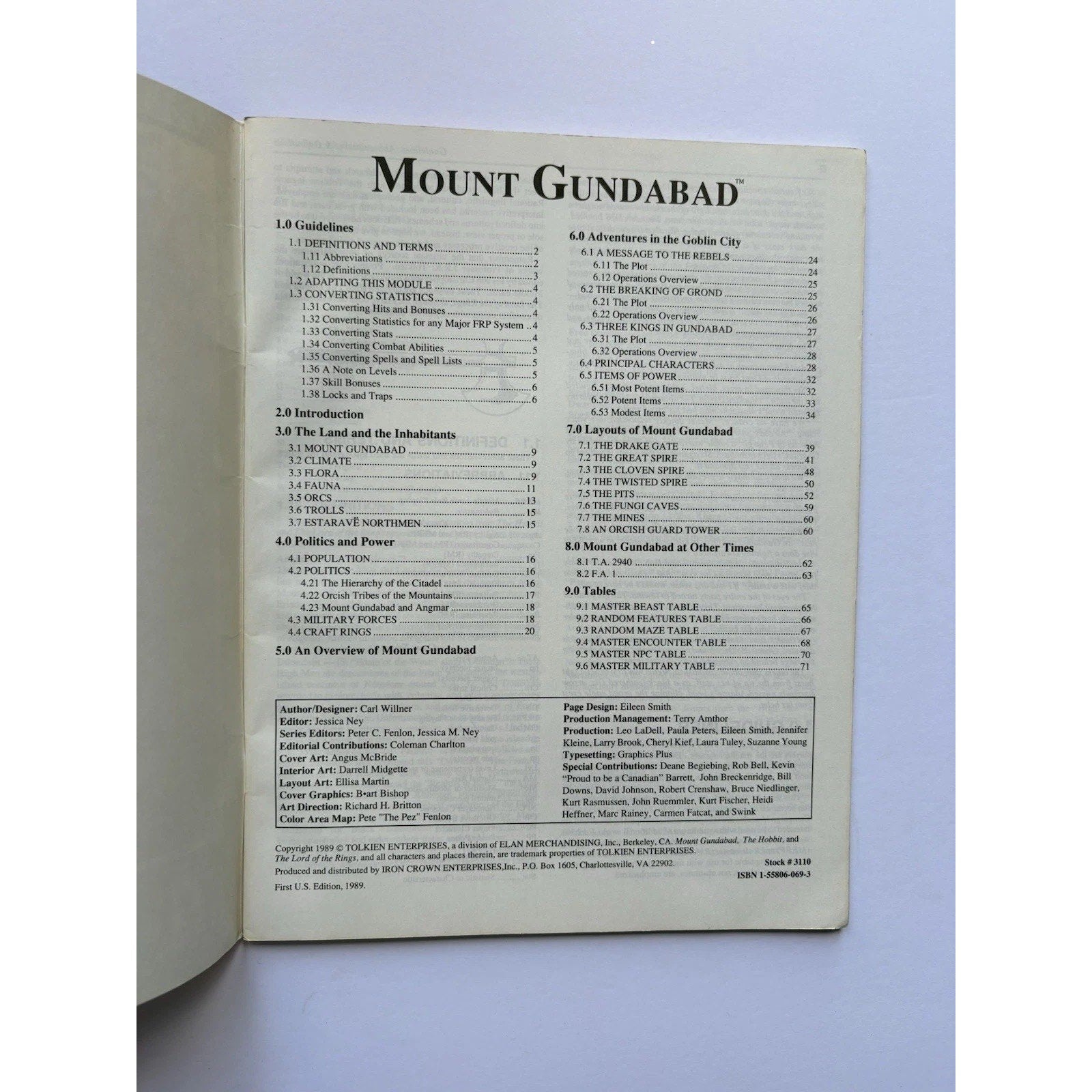 D&D Mount Gundabad ICE 3110 1989 MERP Tolkien RPG Module Complete Color Maps - Humphrey's Book Den