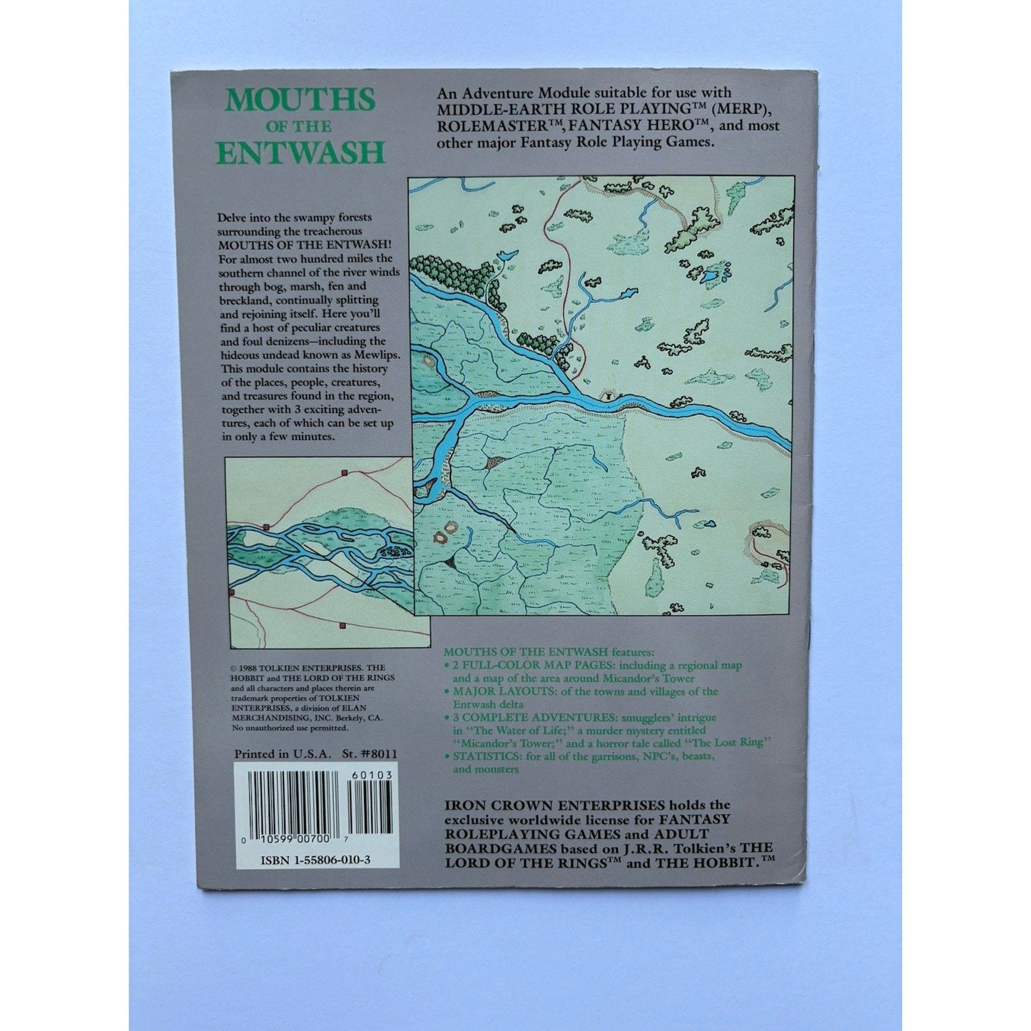 D&D Mouths of the Entwash ICE 8011 1984 MERP Tolkien RPG Module Complete - Humphrey's Book Den