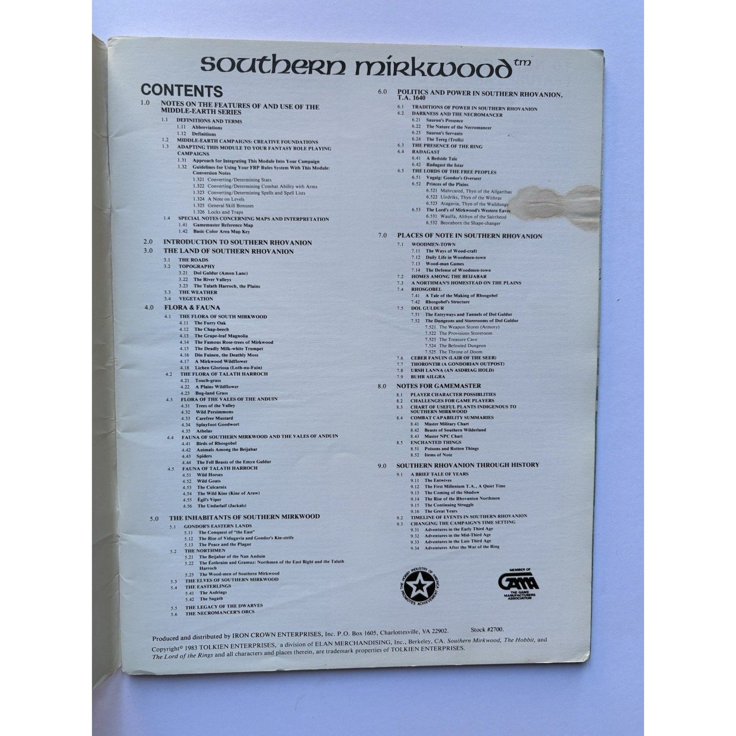 D&D Southern Mirkwood ICE 2700 1983 MERP RPG Module Complete Tolkien Dol Guldur - Humphrey's Book Den