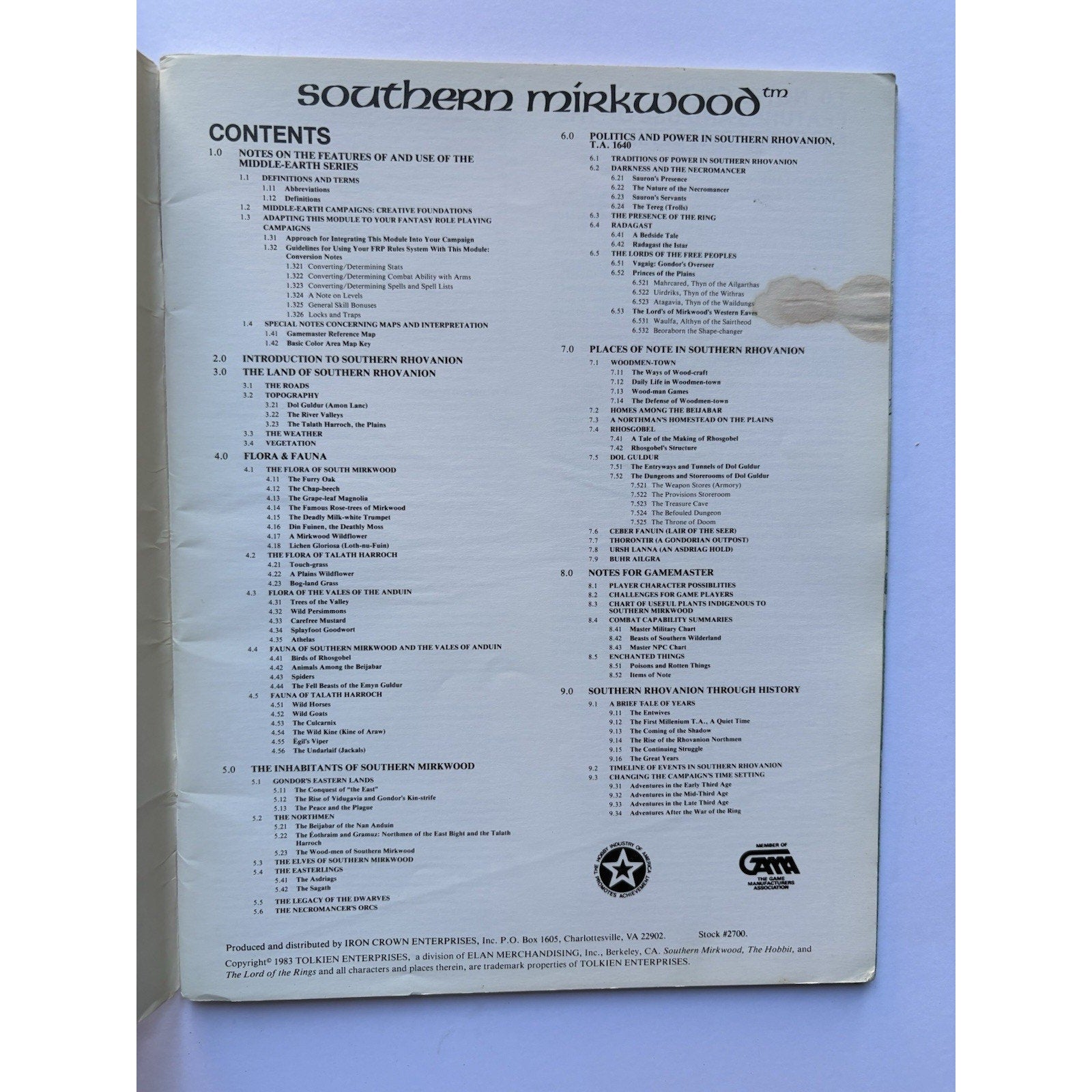 D&D Southern Mirkwood ICE 2700 1983 MERP RPG Module Complete Tolkien Dol Guldur - Humphrey's Book Den