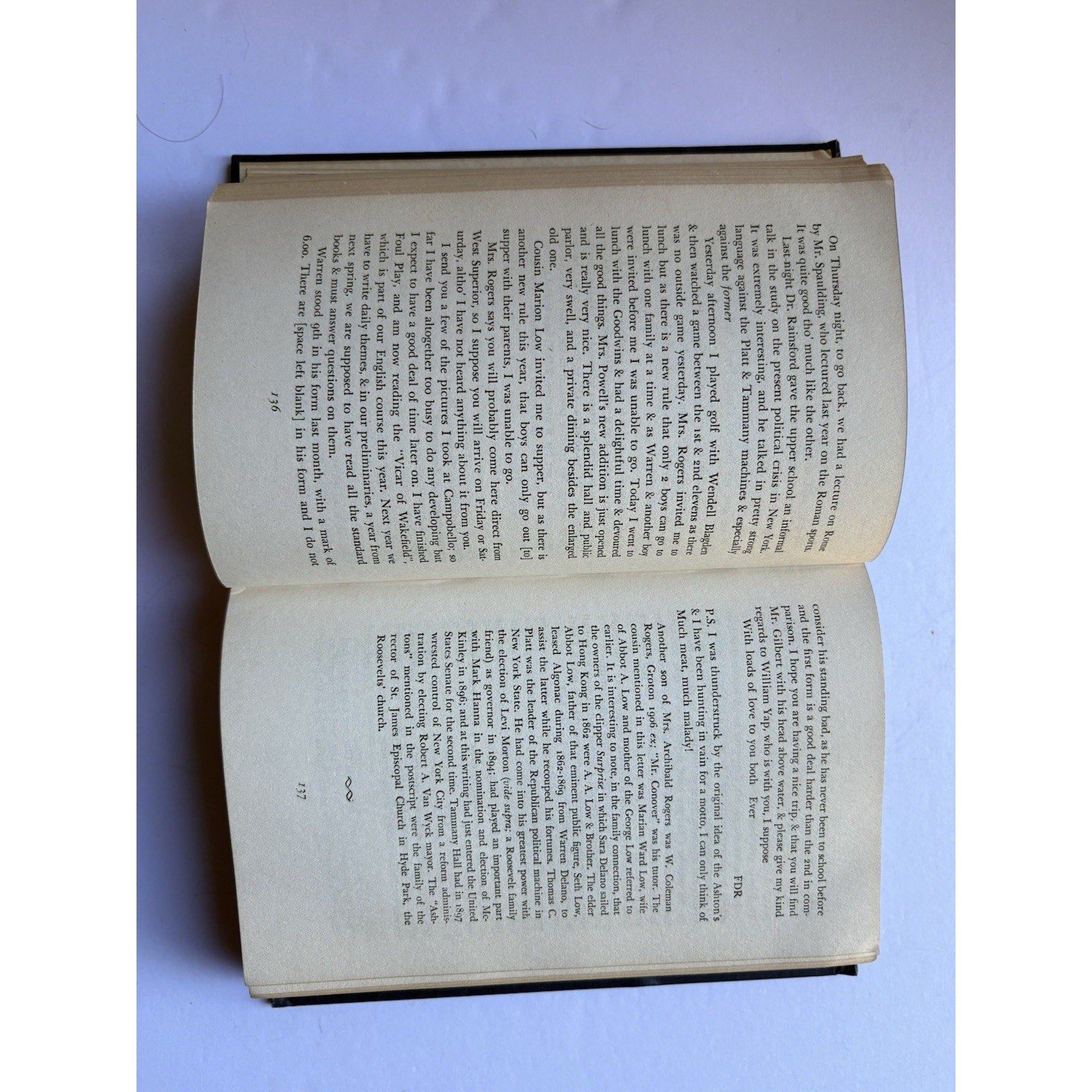 FDR His Personal Letters Early Years (1947 First Edition) Elliott Roosevelt - Humphrey's Book Den