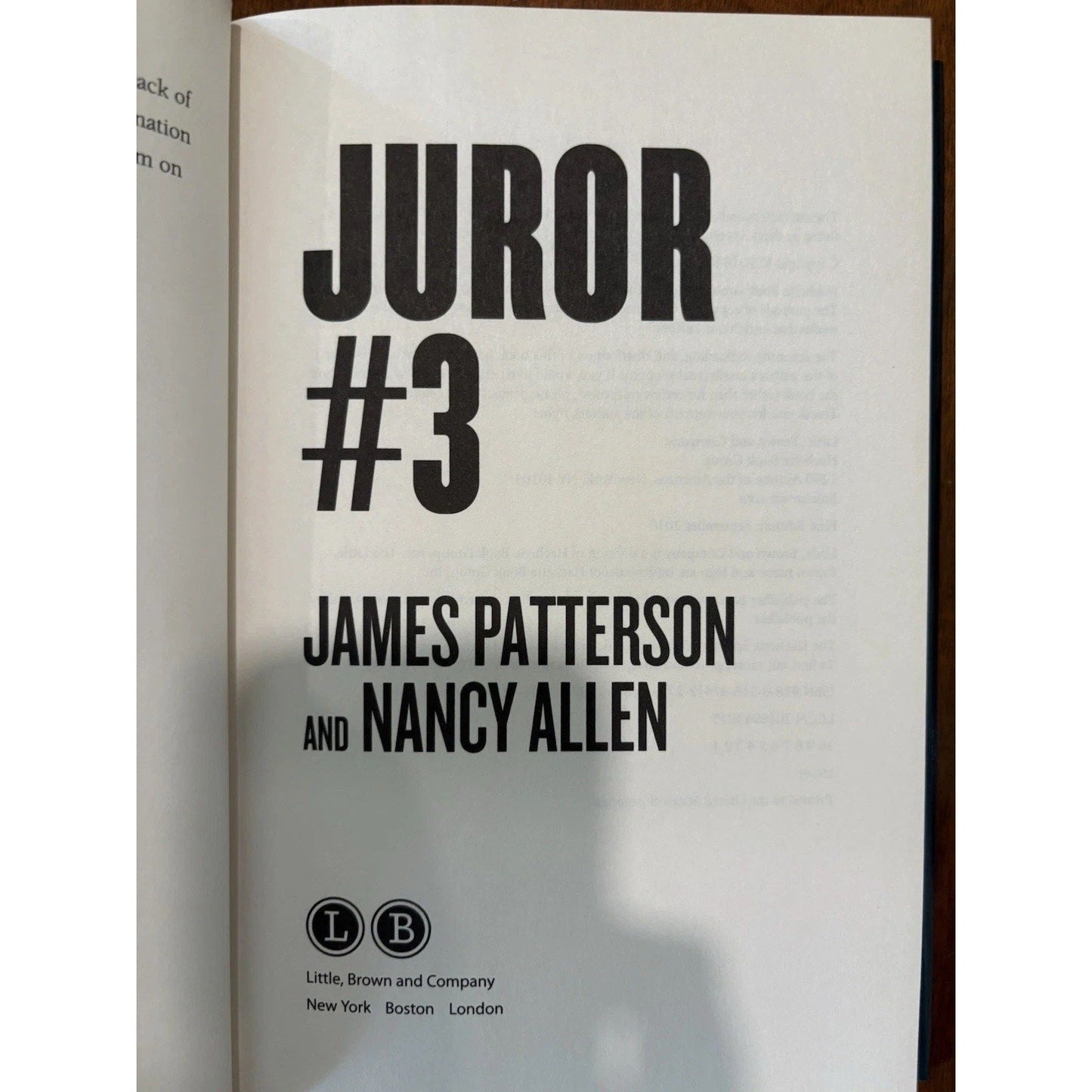 First Edition: Juror 3 by James Patterson (2018, Hardcover) - Humphrey's Book Den