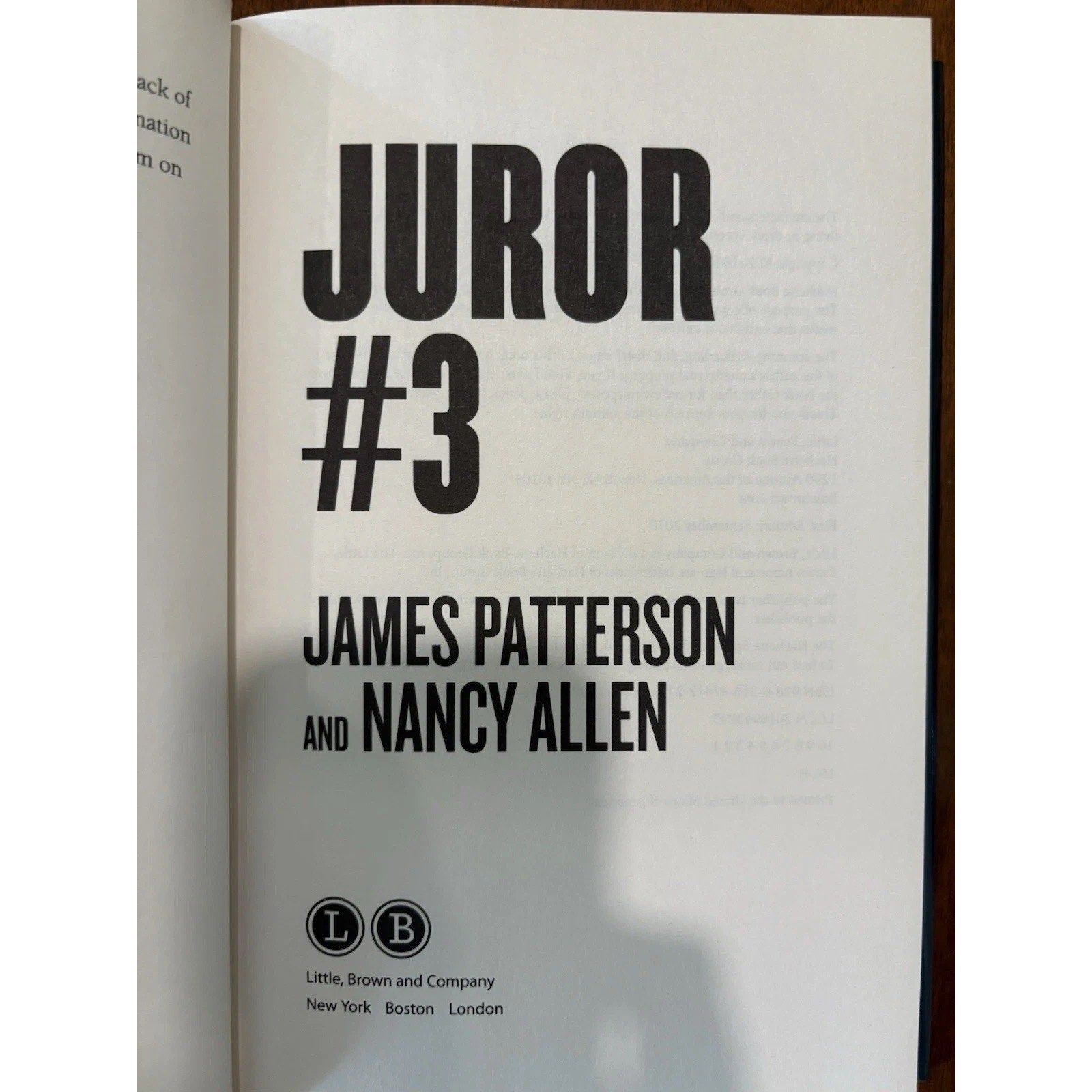 First Edition: Juror 3 by James Patterson (2018, Hardcover) - Humphrey's Book Den
