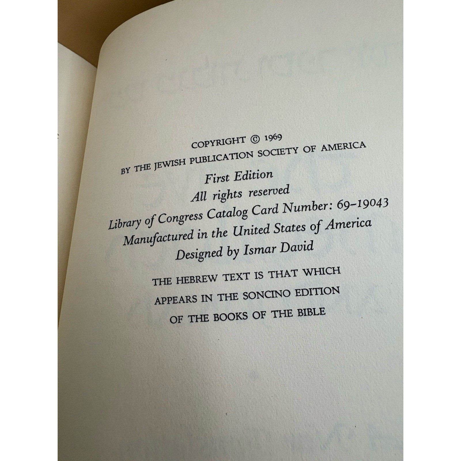Five Megilloth and Jonah JPS 1969 First Edition Ismar David Hardcover HC - Humphrey's Book Den