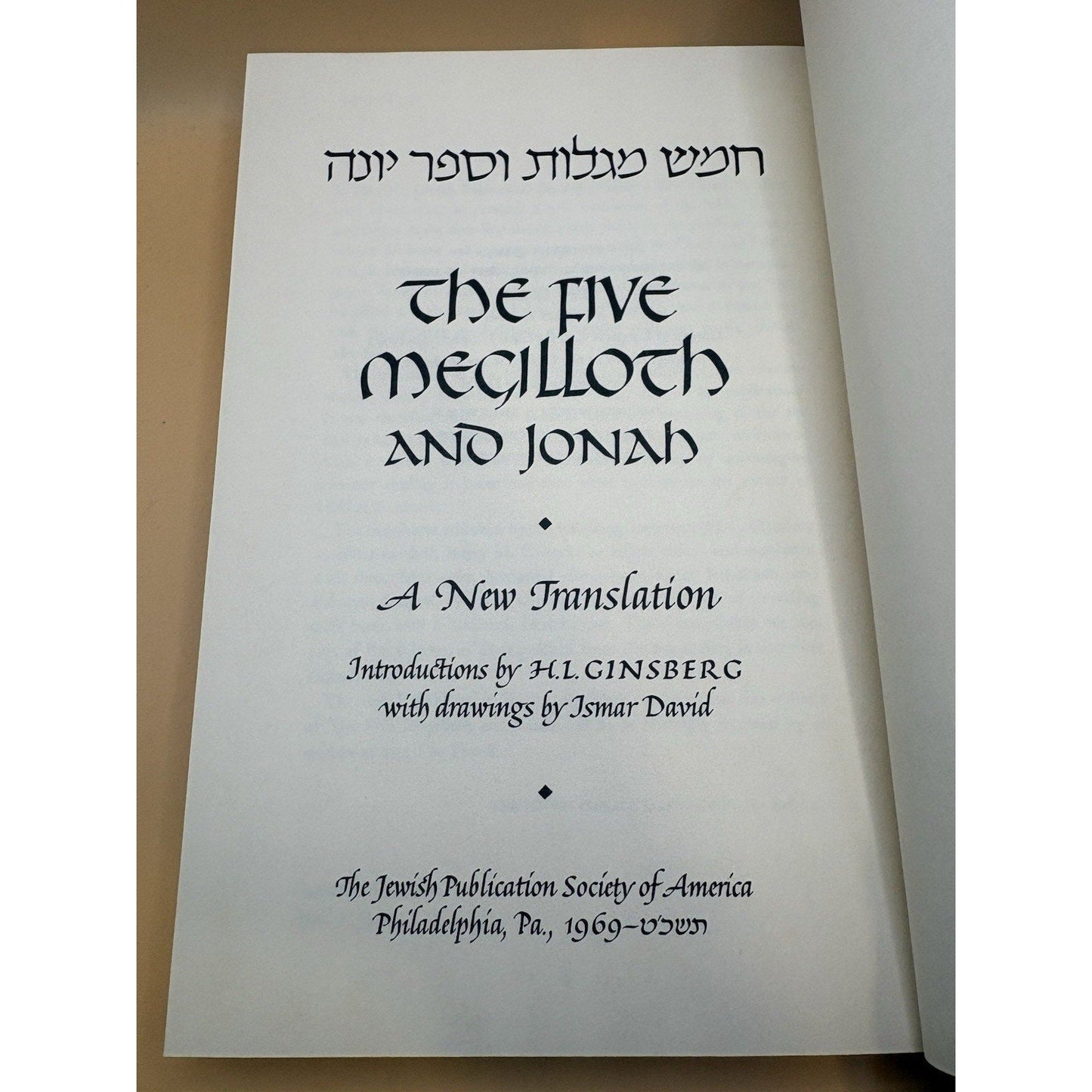 Five Megilloth and Jonah JPS 1969 First Edition Ismar David Hardcover HC - Humphrey's Book Den