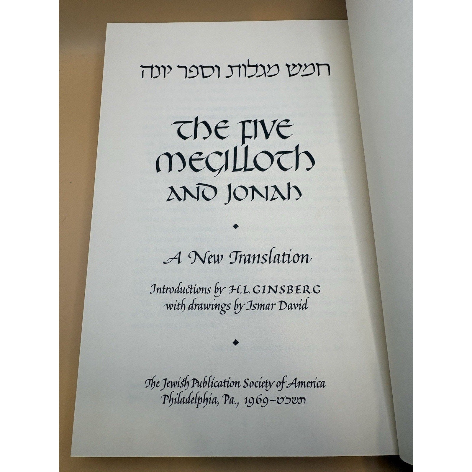 Five Megilloth and Jonah JPS 1969 First Edition Ismar David Hardcover HC - Humphrey's Book Den