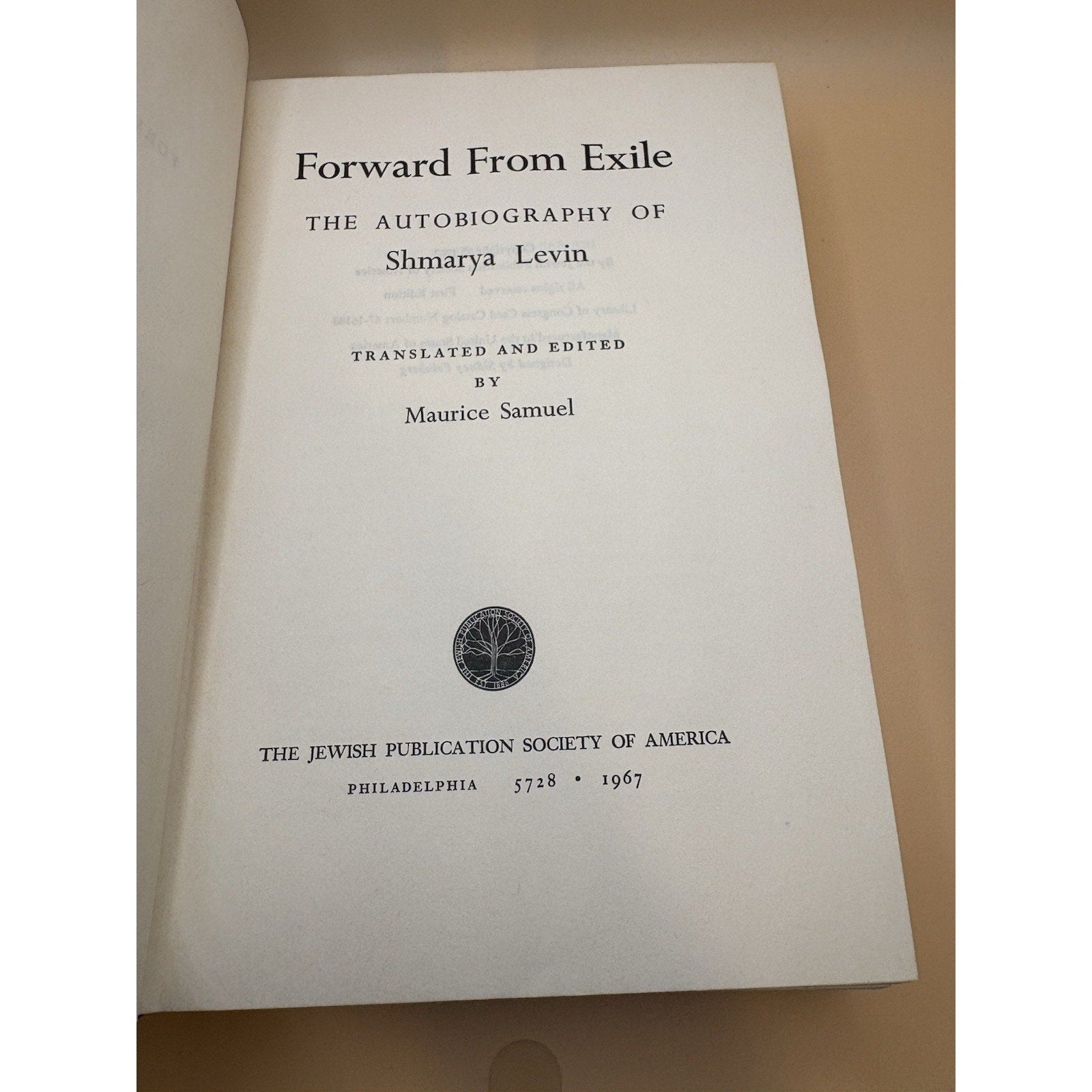 Forward From Exile Autobiography Shmarya Levin 1967 JPS First Edition DJ - Humphrey's Book Den