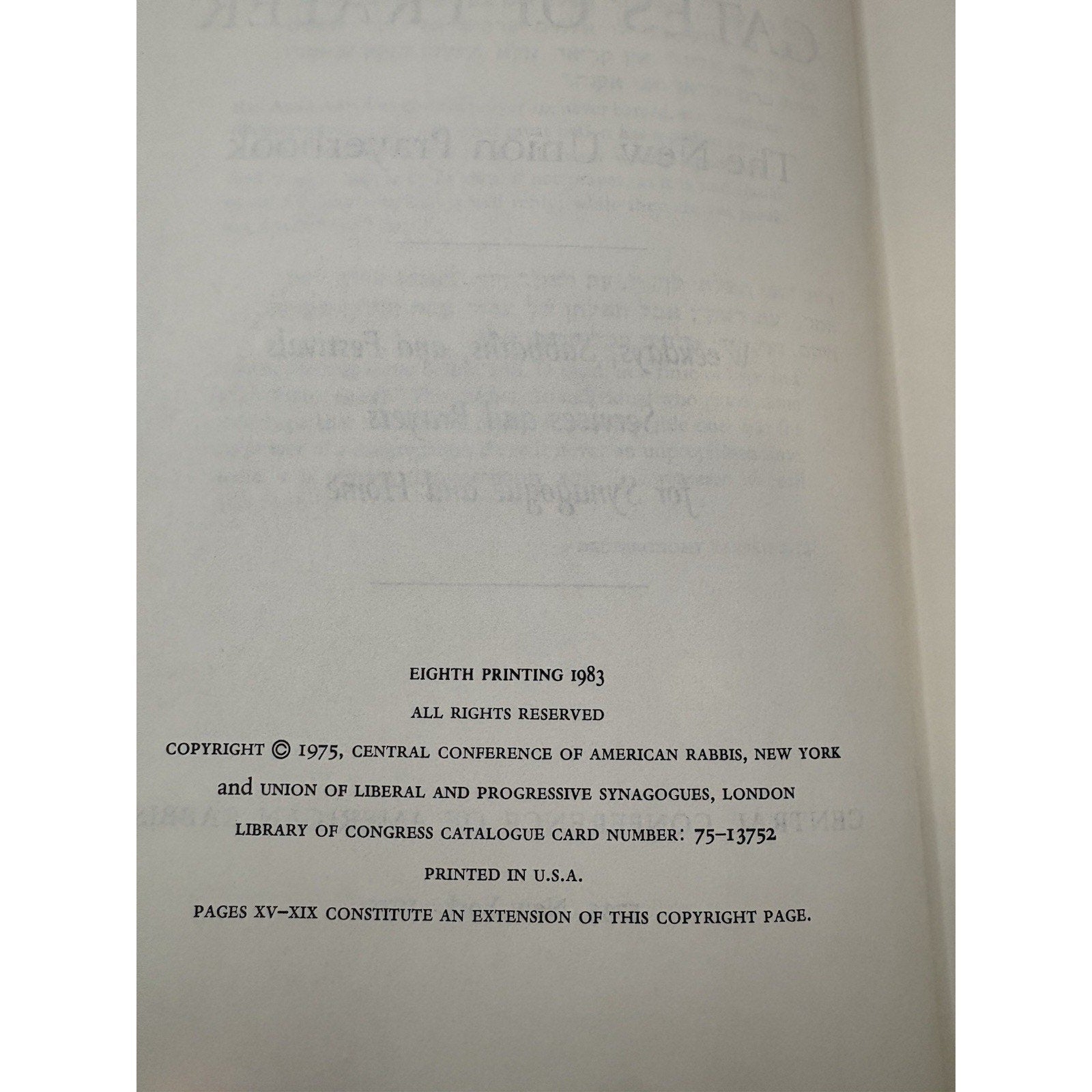 Gates of Prayer New Union Prayerbook CCAR 1983 Hebrew English - Humphrey's Book Den