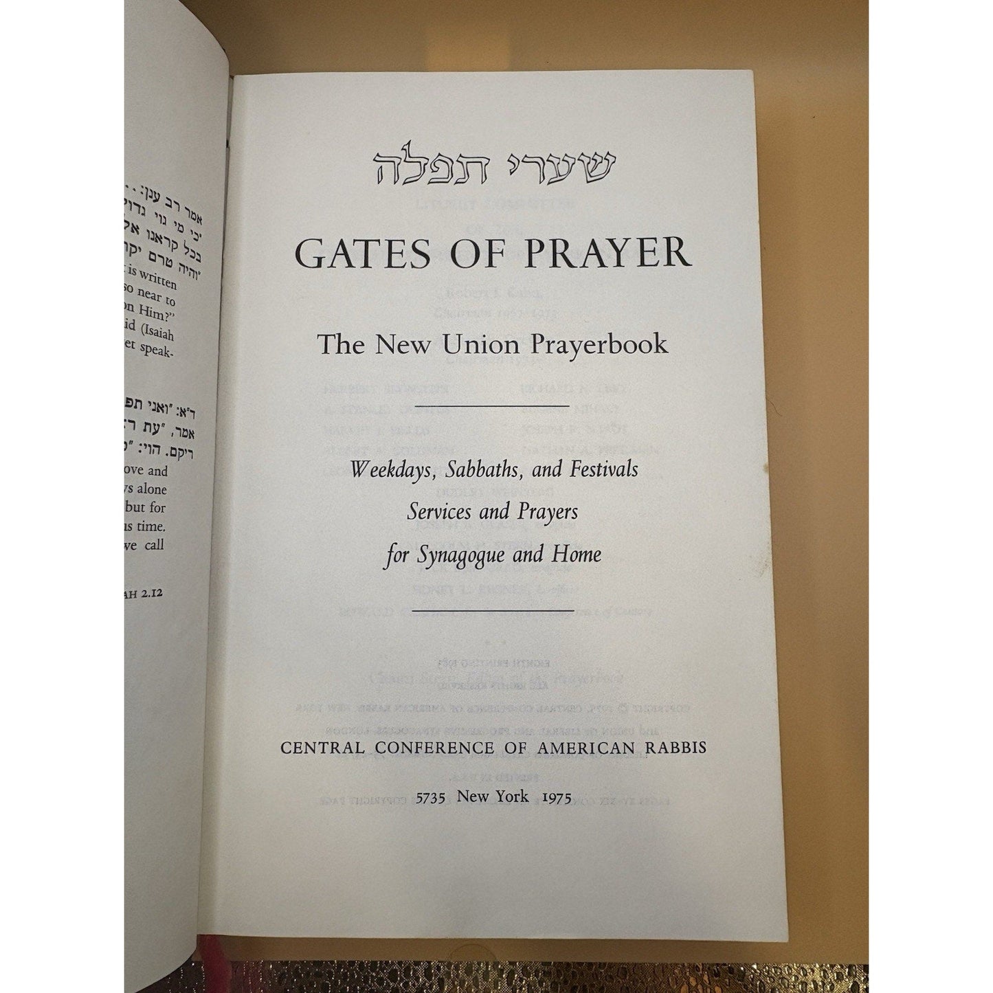 Gates of Prayer New Union Prayerbook CCAR 1983 Hebrew English - Humphrey's Book Den