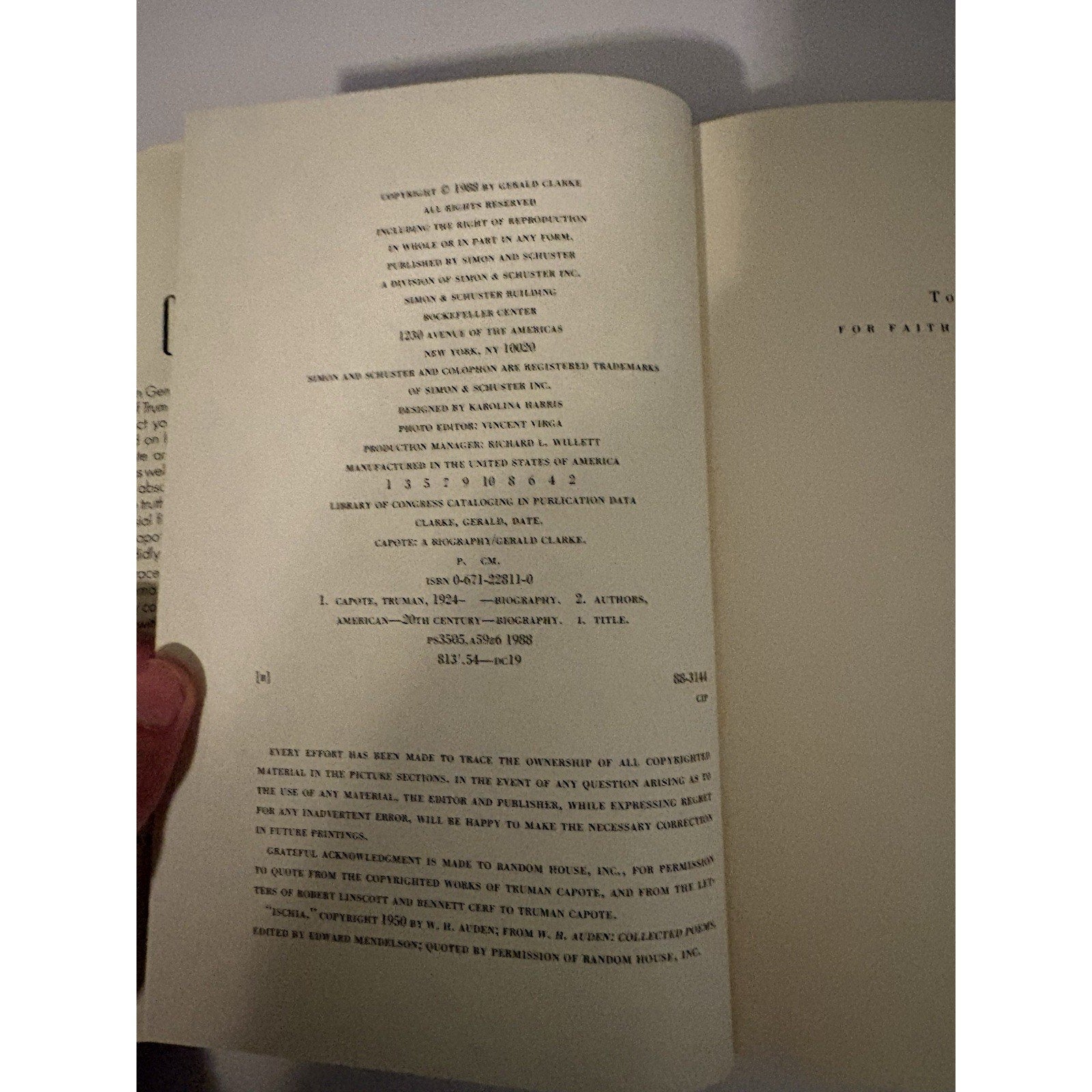 Gerald Clarke CAPOTE: A BIOGRAPHY 1988 1st ed. HC/DJ - Humphrey's Book Den