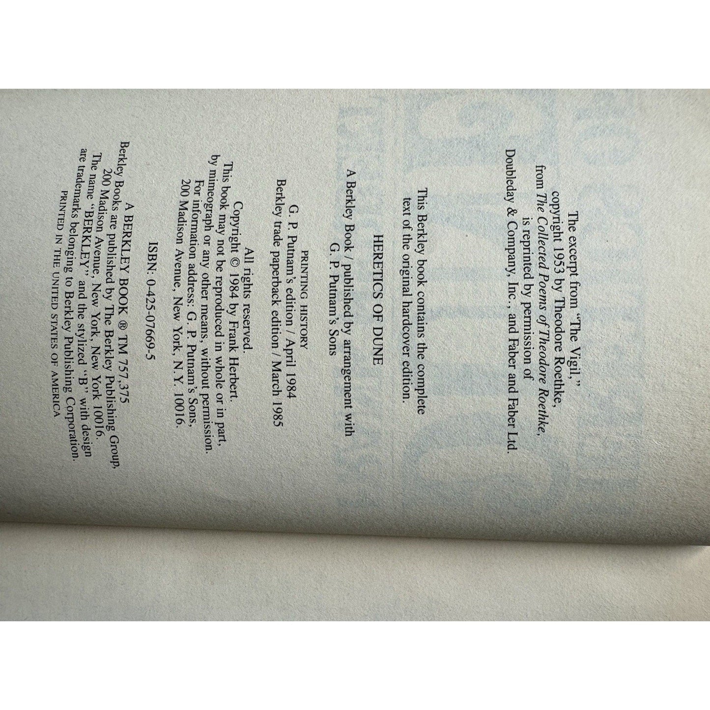 Heretics of Dune Frank Herbert trade paperback 1985 Berkley - Humphrey's Book Den