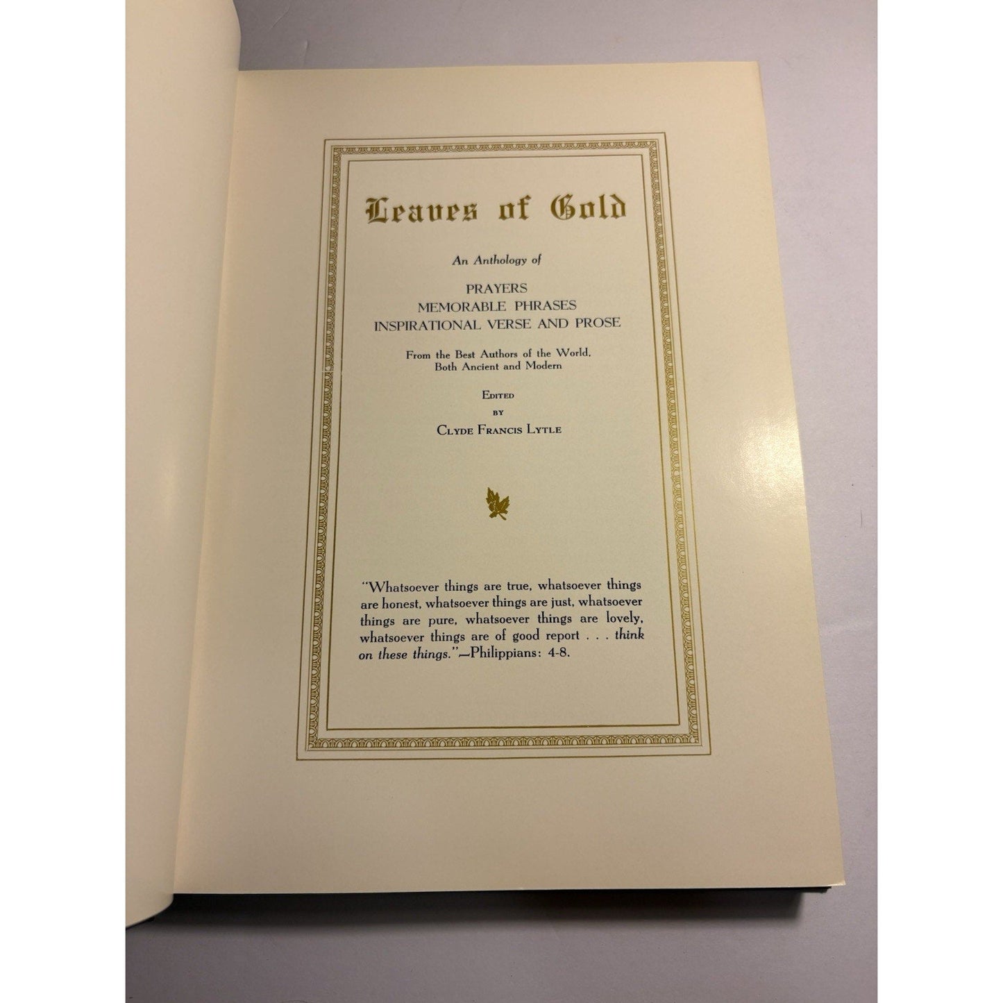 Leaves of Gold 1948 Revised Ed Coslett — Prayers Inspirational Verse HC - Humphrey's Book Den