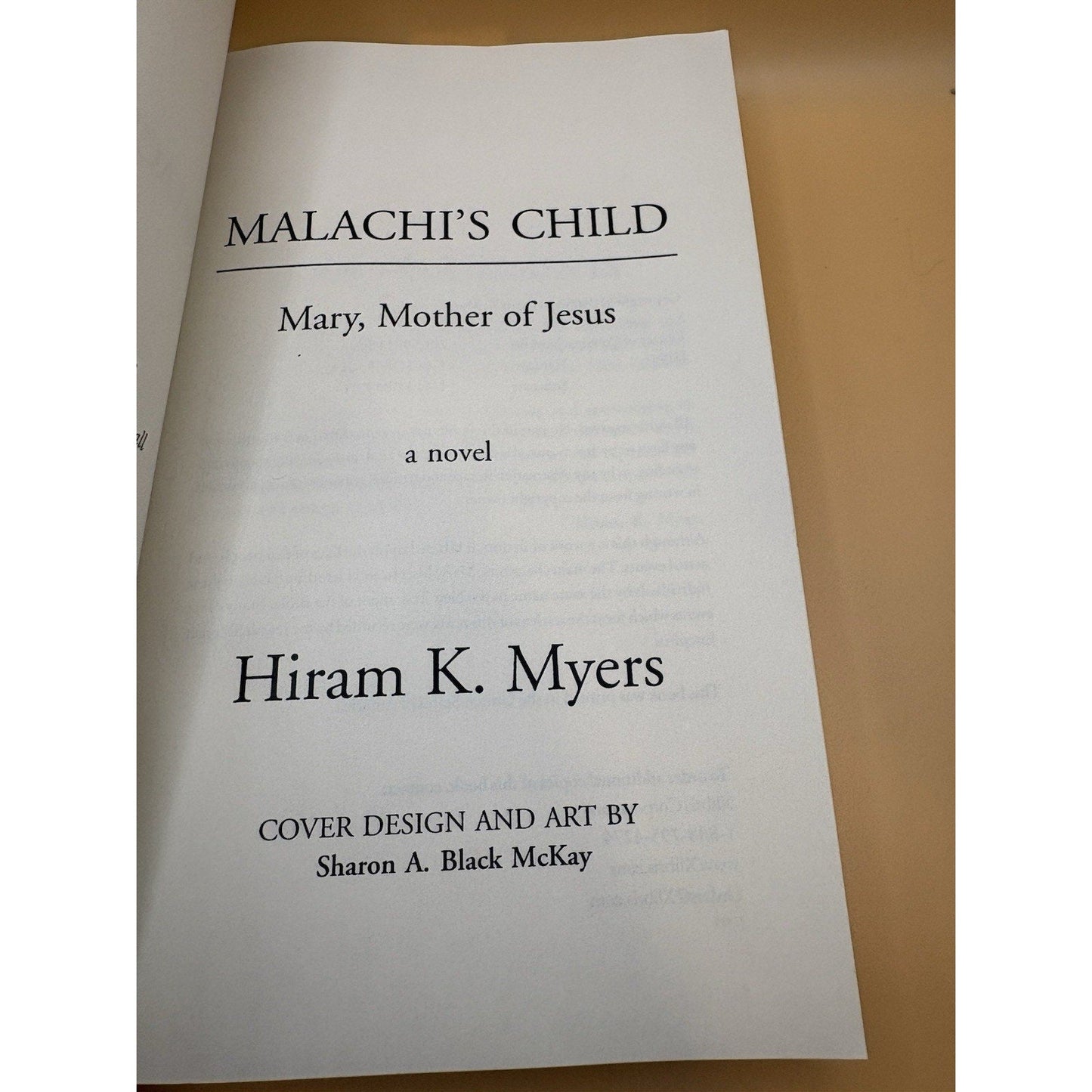 Malachi’s Child by Hiram K. Myers Hardcover 2005 Religious Historical Novel - Humphrey's Book Den