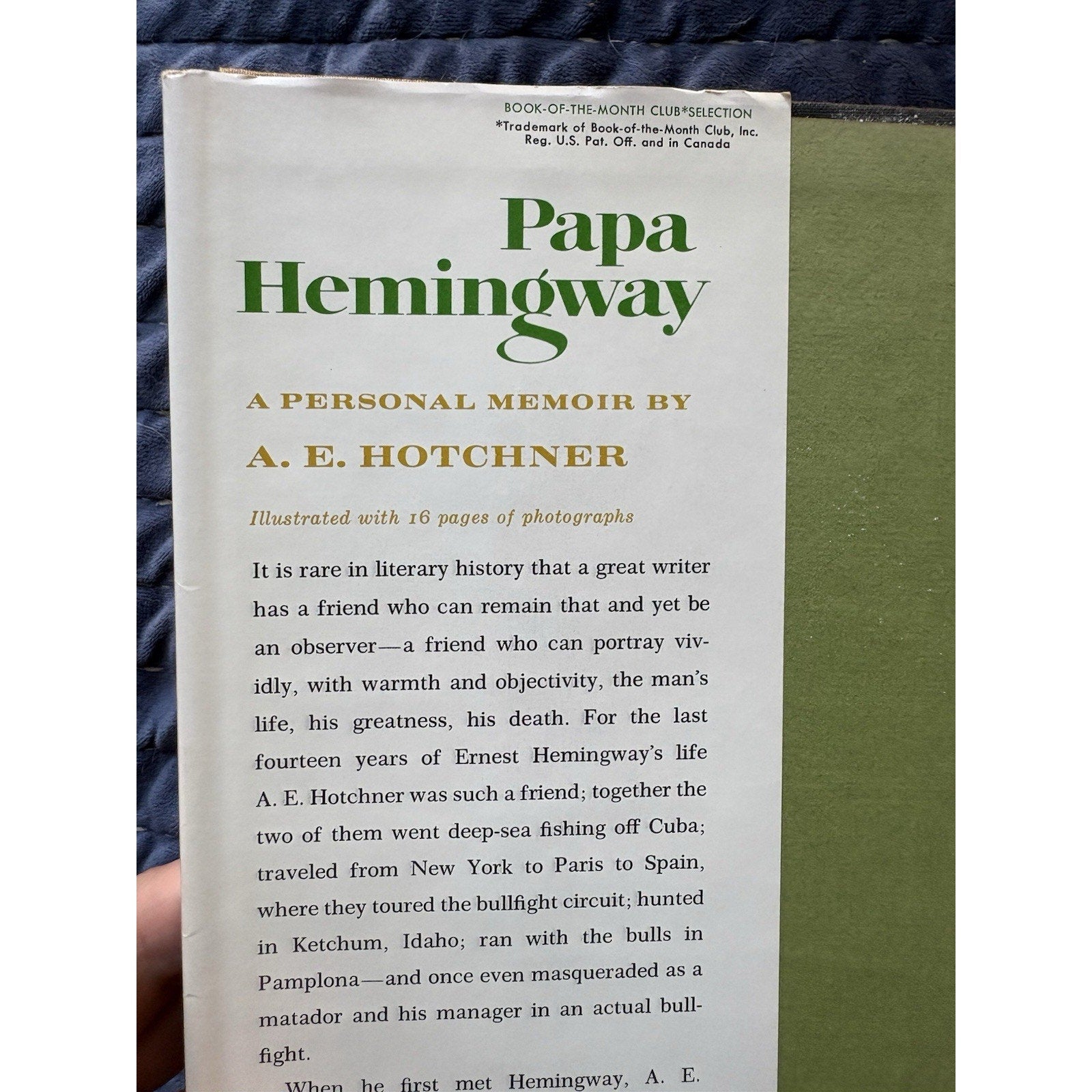 Papa Hemingway – A. E. Hotchner 1966 First Edition HC/DJ - Humphrey's Book Den