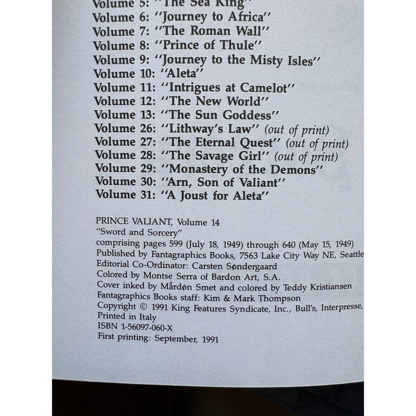 Prince Valiant Fantagraphics Book Lot Softcover Vol. 14 - 23 1991 First Ed, 1st Pr - Humphrey's Book Den