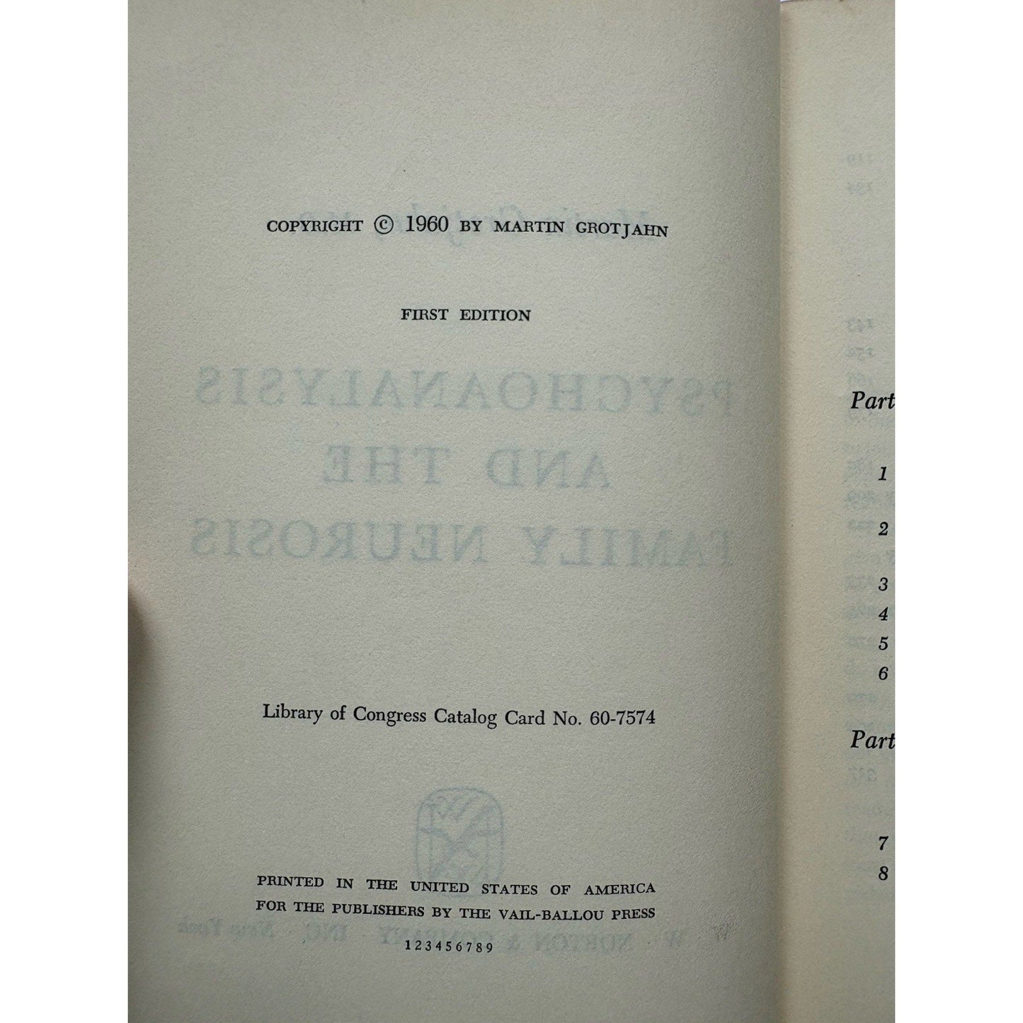 Psychoanalysis and the Family Neurosis - Martin Grotjahn - First Edition 1960 - Humphrey's Book Den