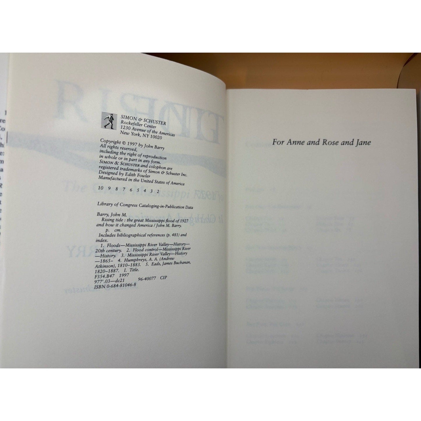 Rising Tide Great Mississippi Flood - John M Barry - First Edition - HCDJ 1997 - Humphrey's Book Den