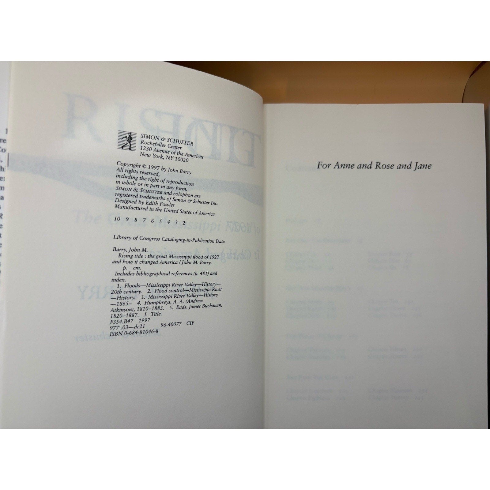 Rising Tide Great Mississippi Flood - John M Barry - First Edition - HCDJ 1997 - Humphrey's Book Den