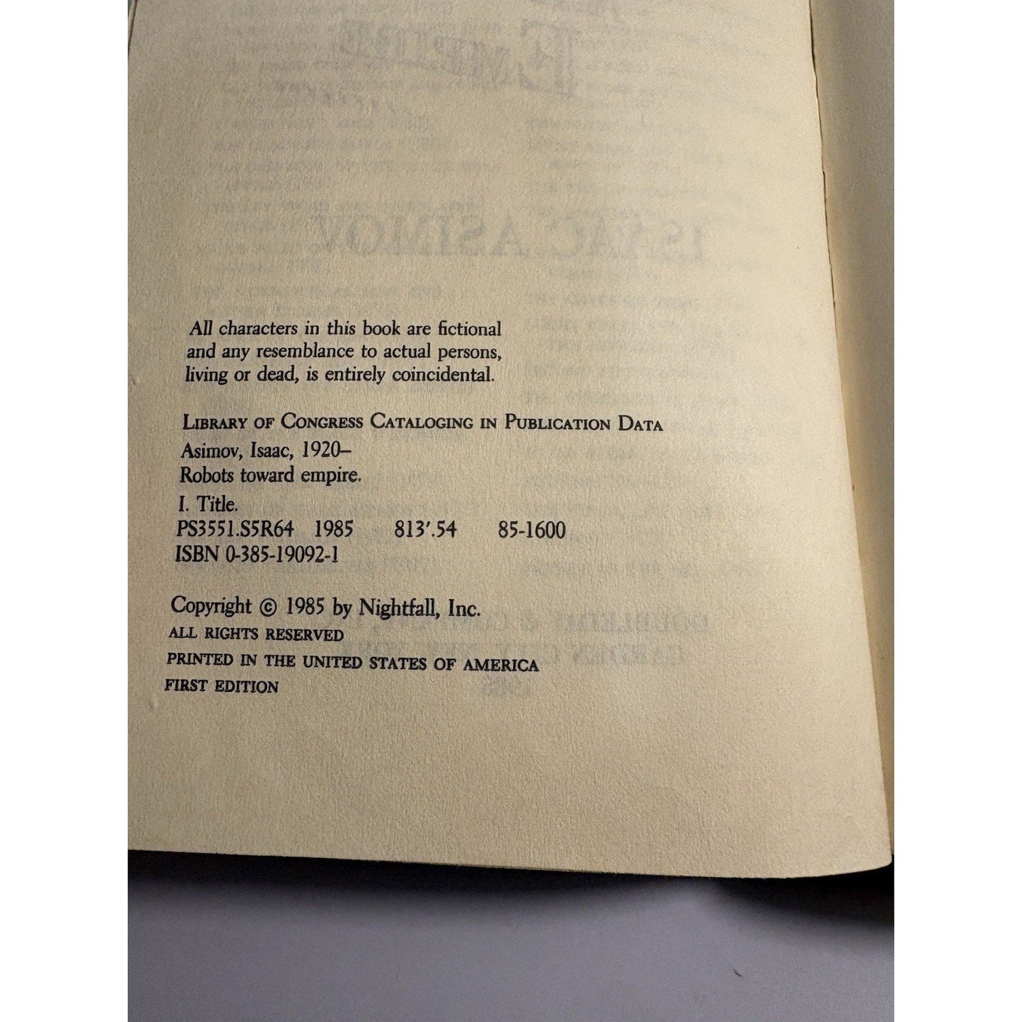 Robots and Empire – Isaac Asimov First Edition 1985 HC Doubleday Sci - Fi - Humphrey's Book Den