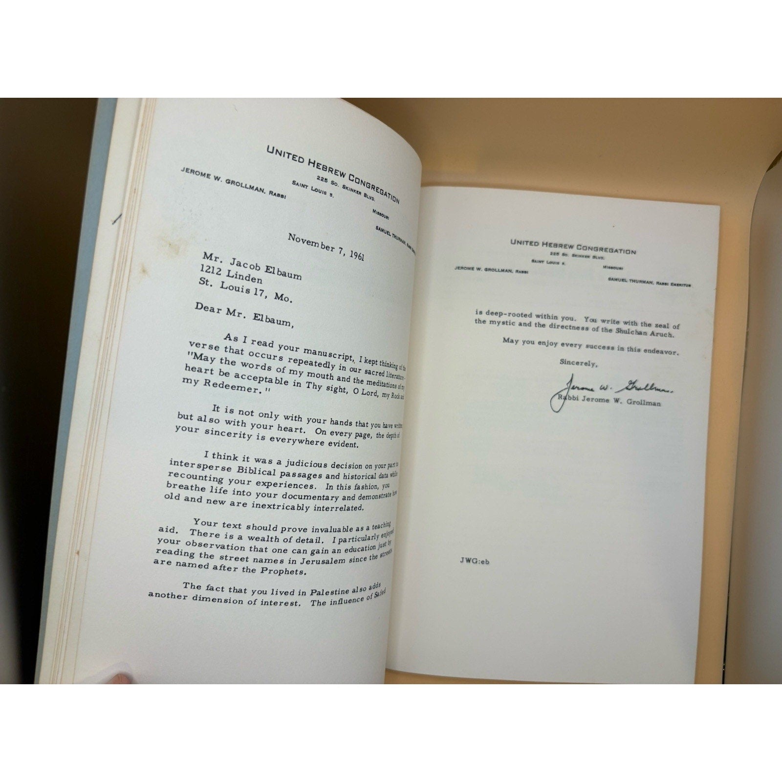 Signed 1962 Pilgrimage to the Land of the Bible Jacob M. Elbaum First Edition - Humphrey's Book Den